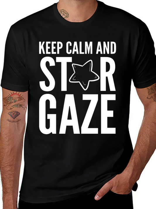 Keep Calm Star Gaze Black Cotton Tee