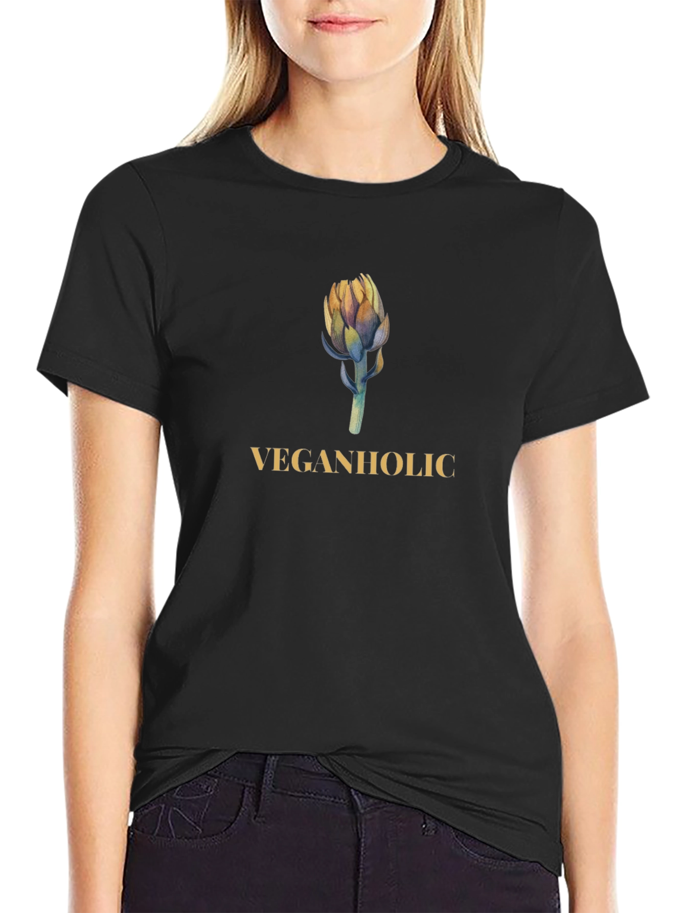 Veganholic Graphic Tee - Black Cotton T-Shirt