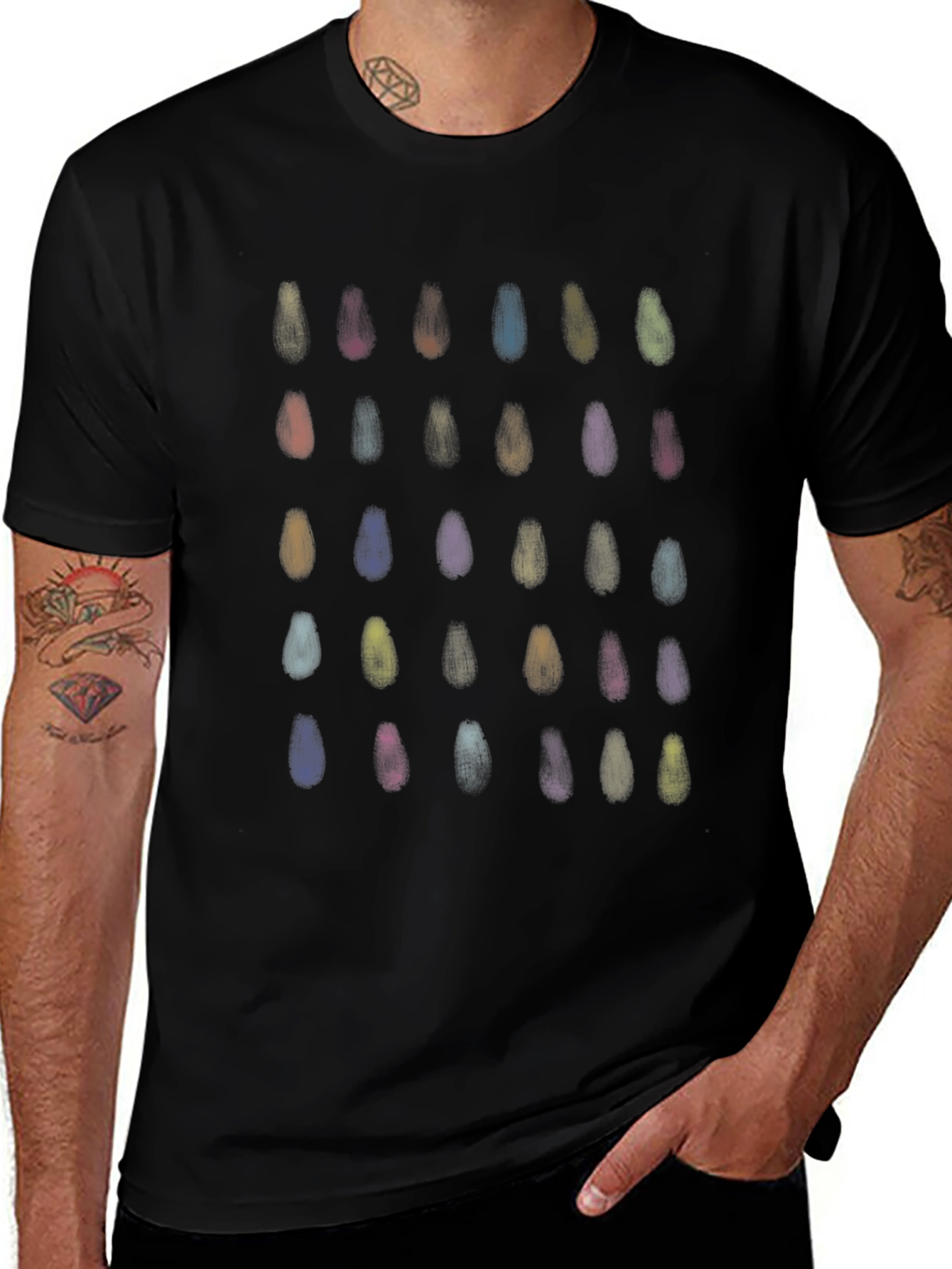 Abstract Painted Design Black T-Shirt