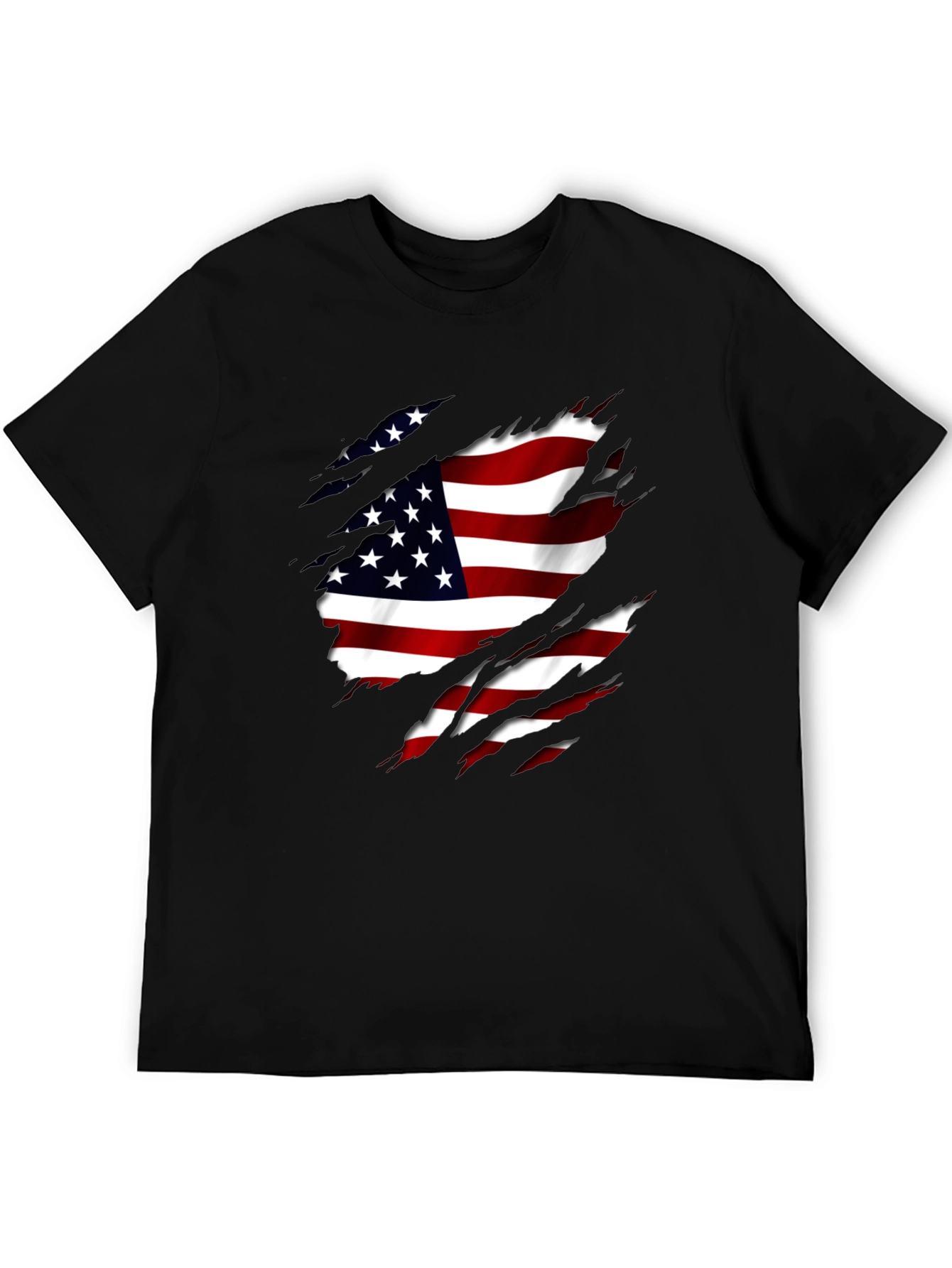 American Flag Ripped T-Shirt Patriotic USA Pride