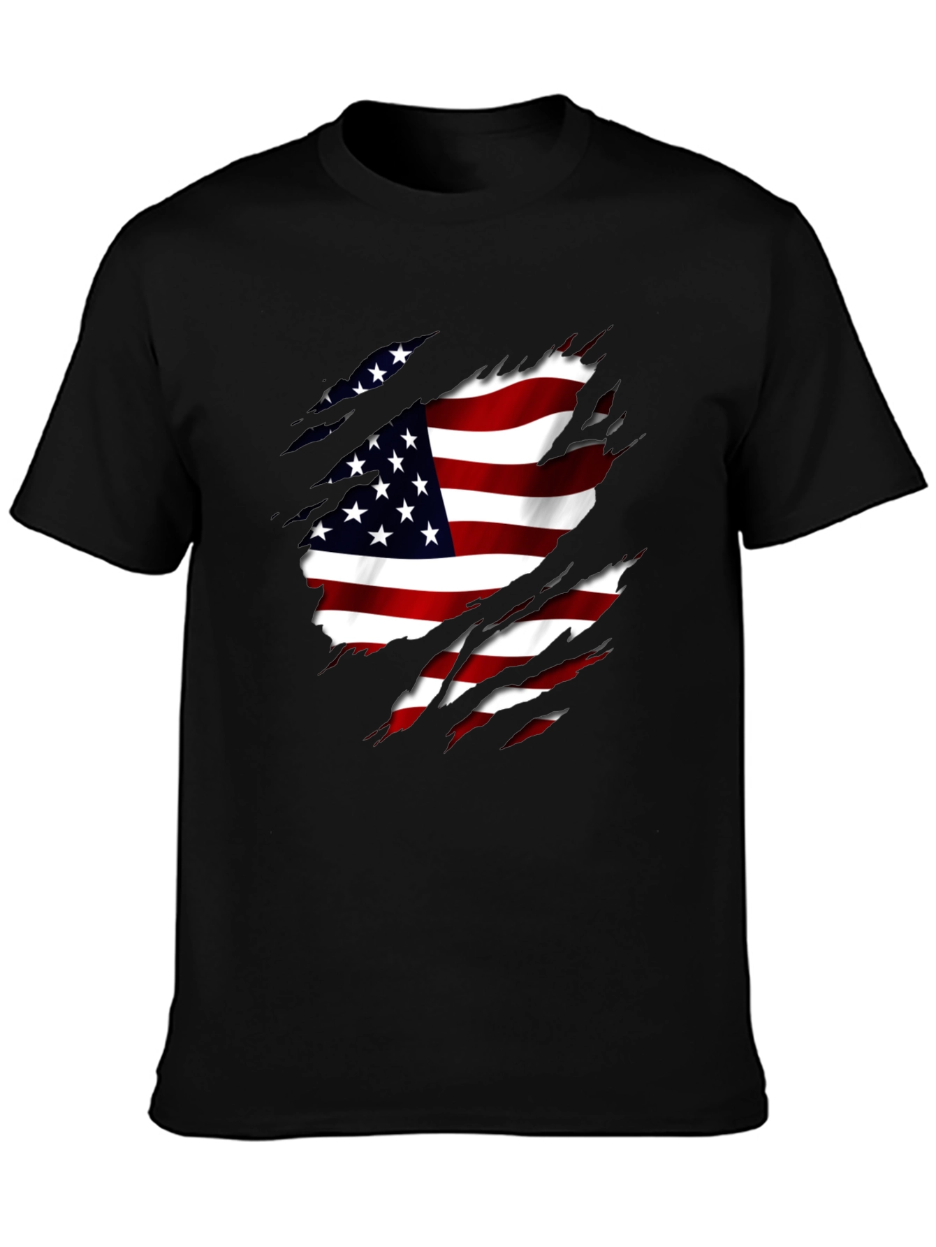 American Flag Ripped T-Shirt Patriotic USA Pride