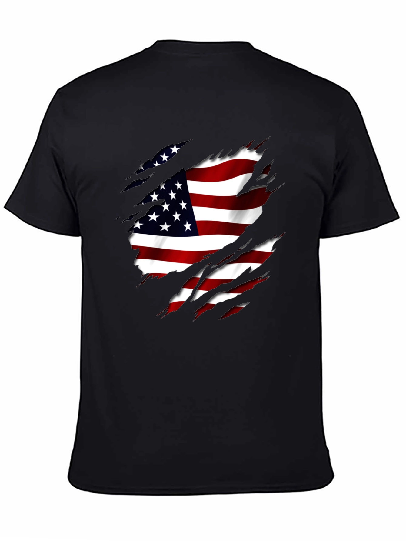 American Flag Ripped T-Shirt Patriotic USA Pride