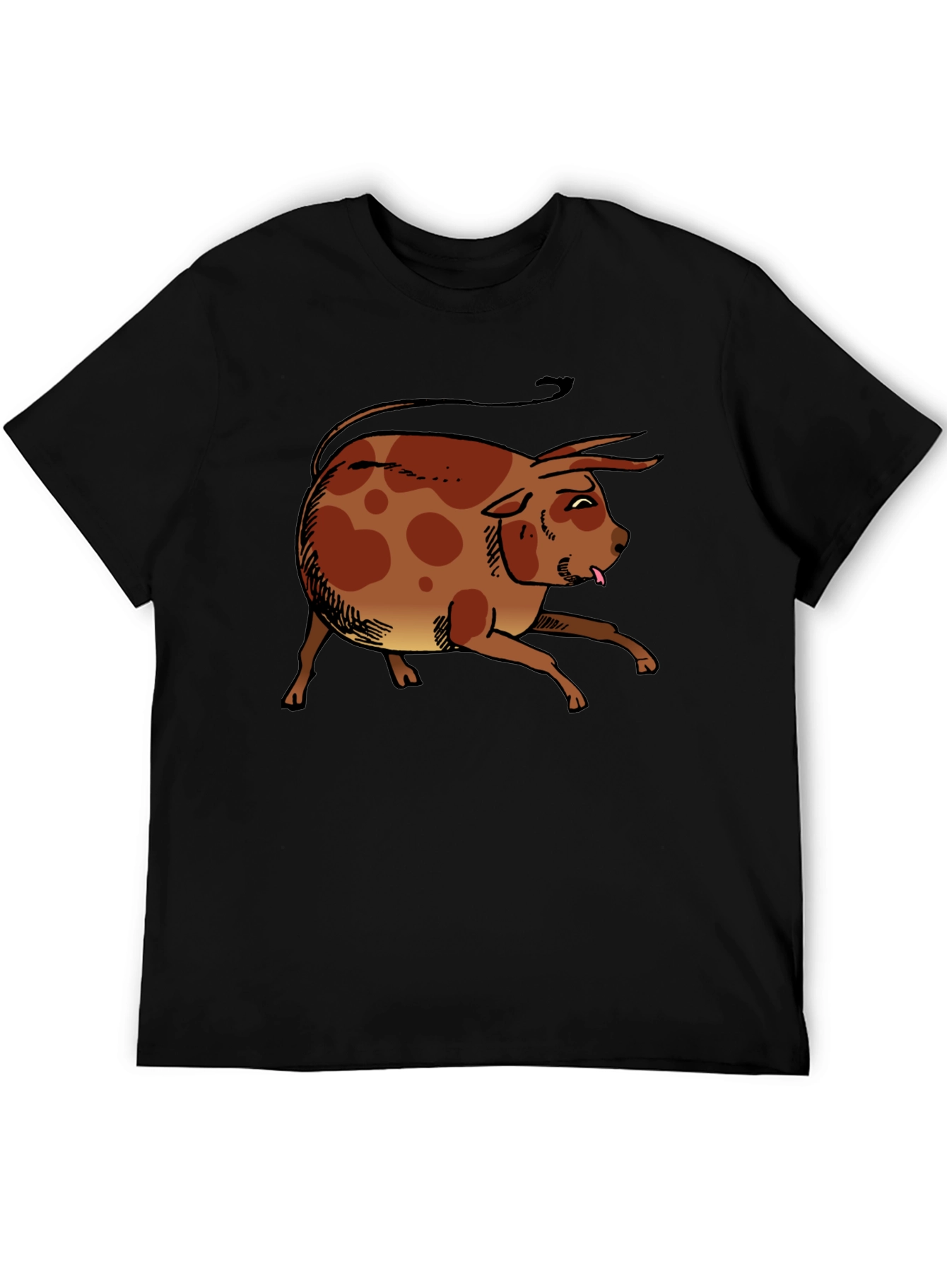 Funny Cartoon Bull Graphic T-Shirt