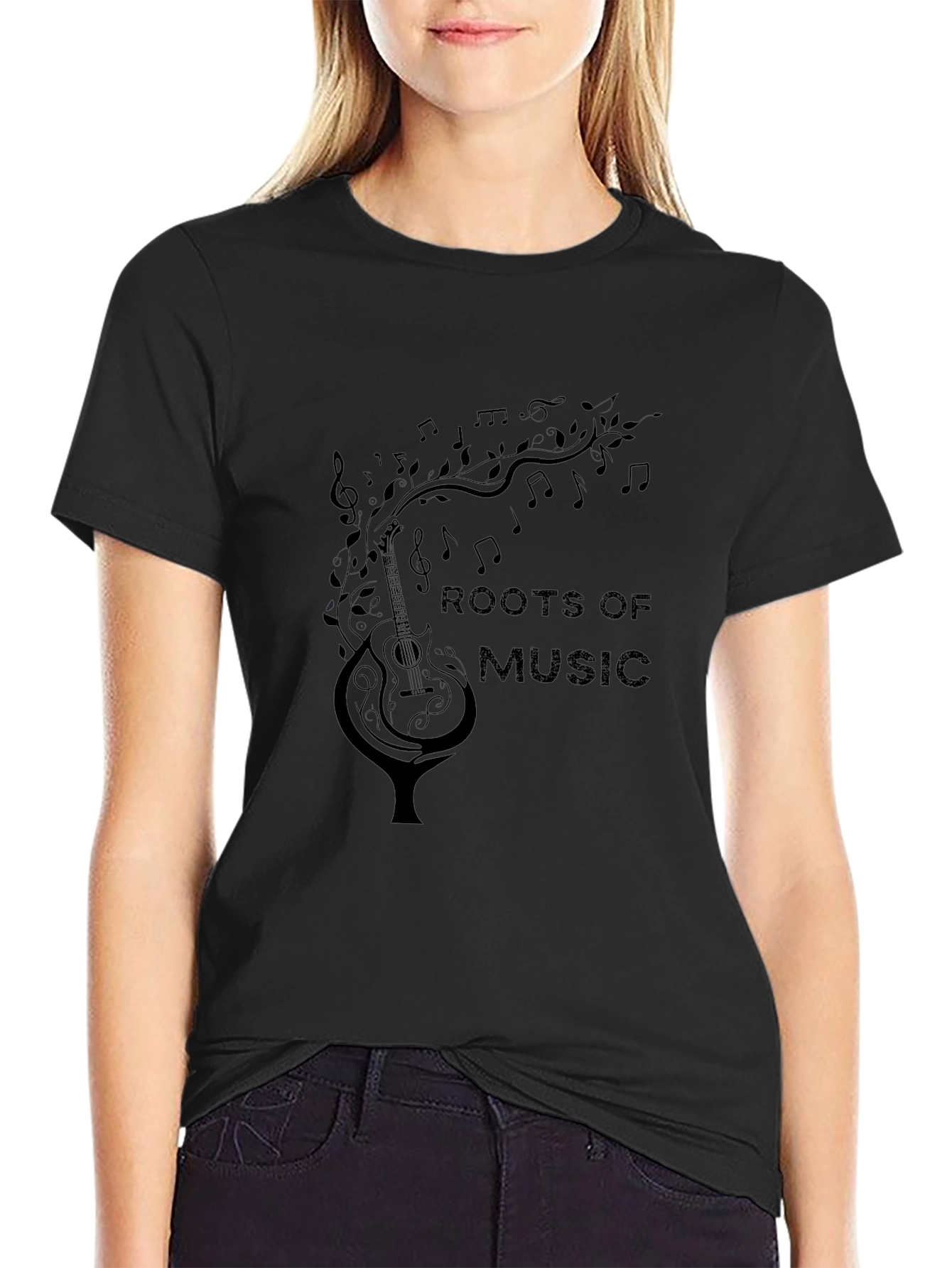 Roots of Music Graphic Black T-Shirt