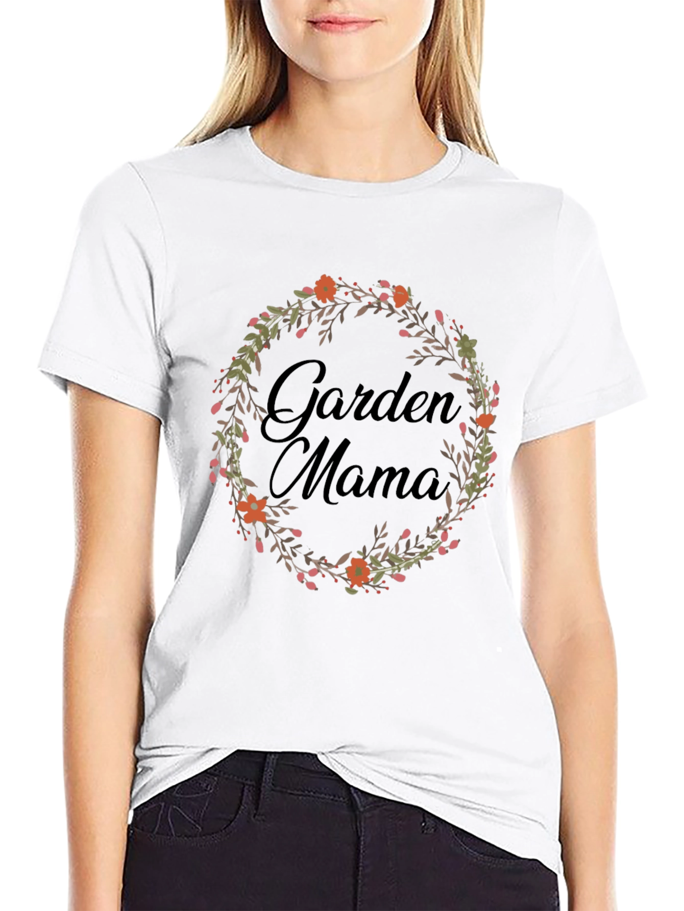Garden Mama T-Shirt - Floral Wreath Design