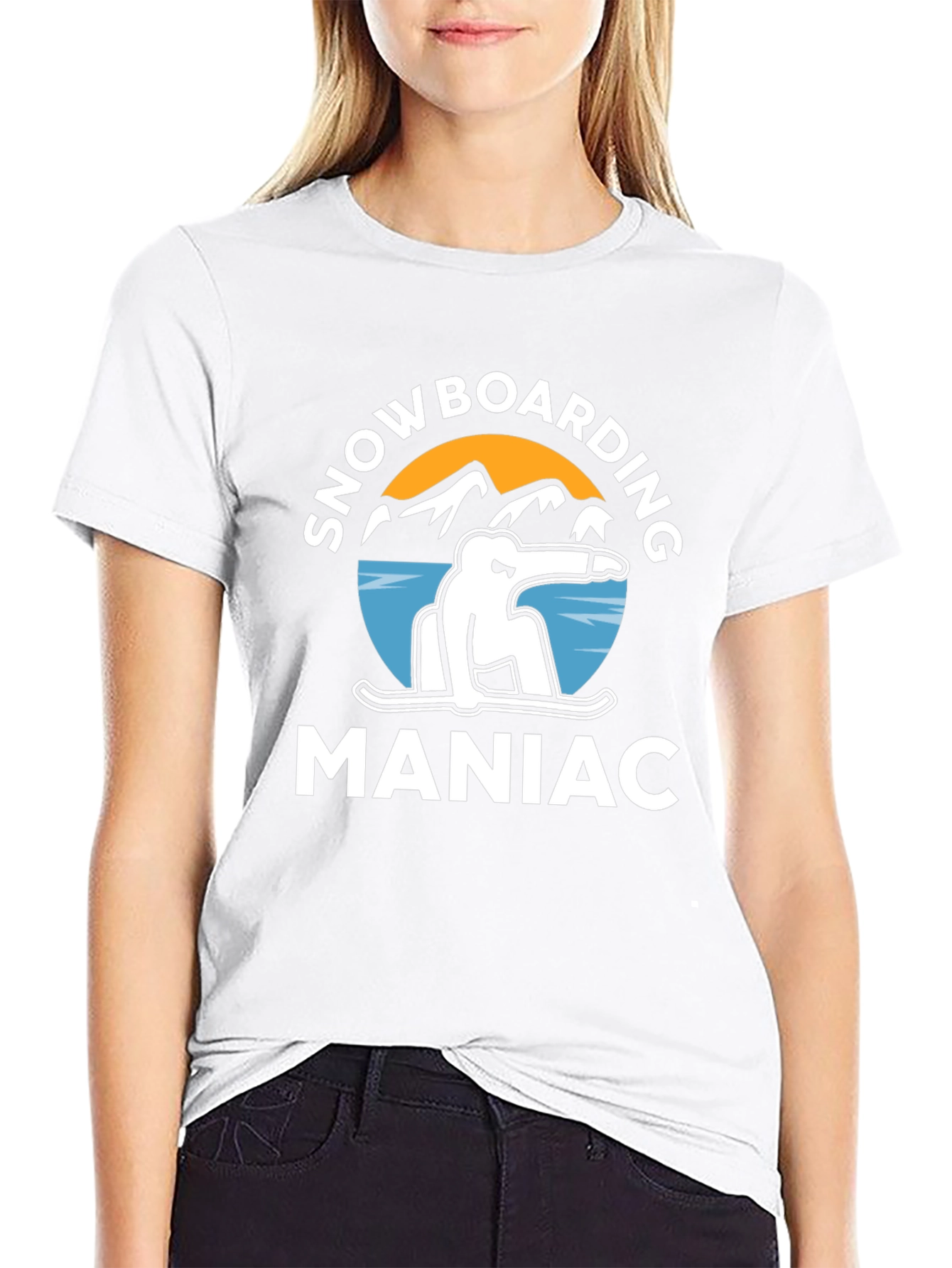 Snowboarding Maniac Graphic Tee - Black