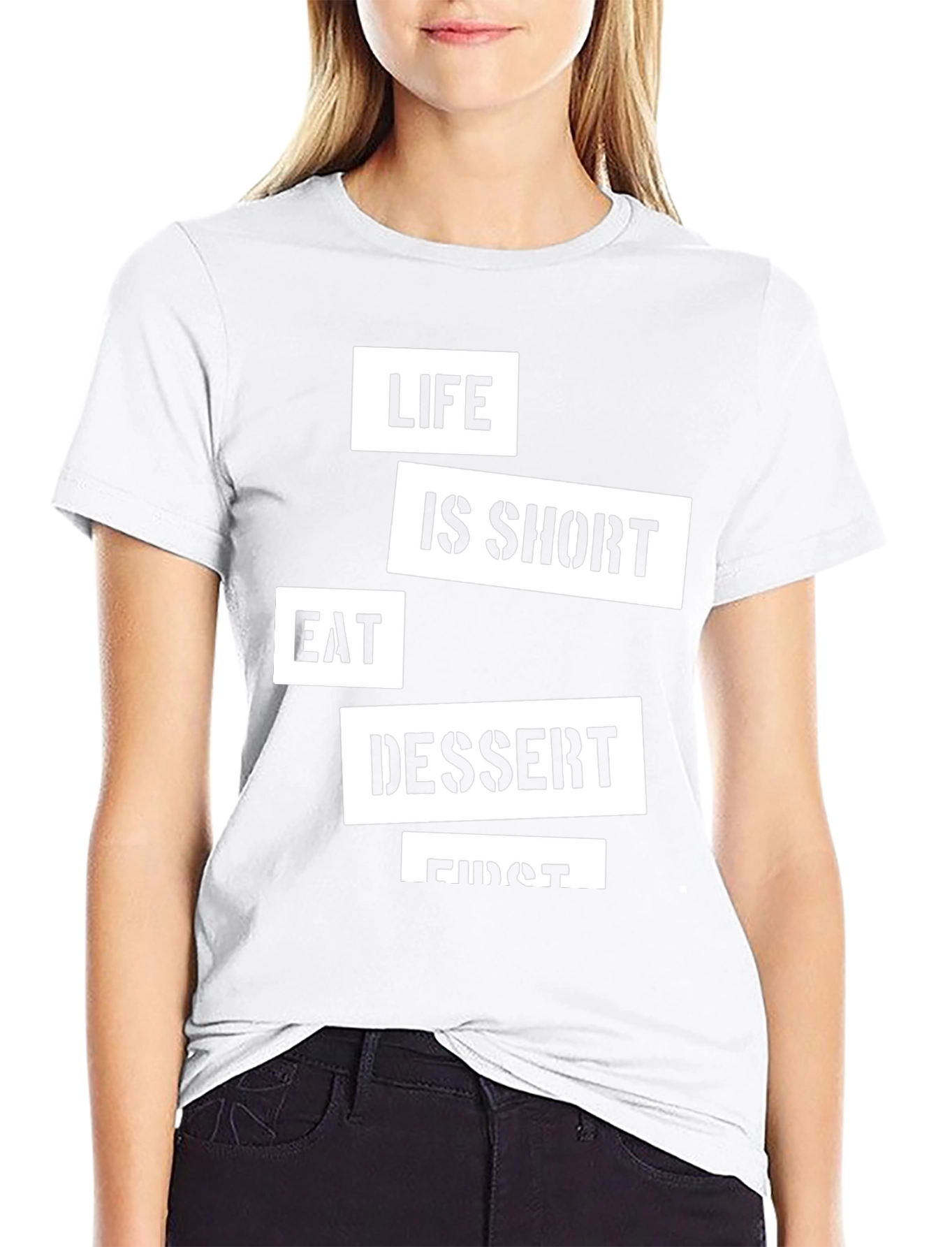 Life Is Short Eat Dessert First Black T-Shirt