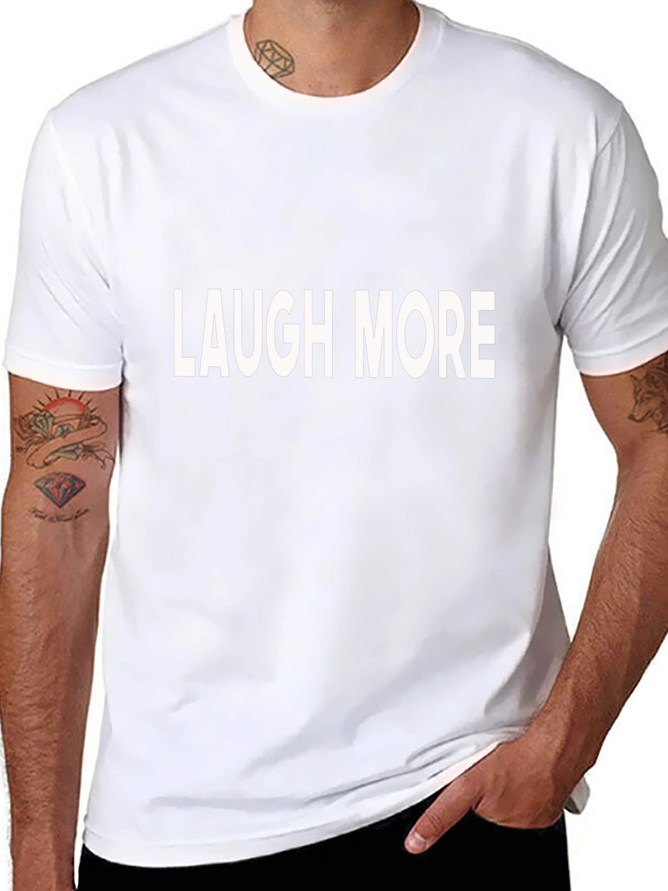 Laugh More Black Graphic T-Shirt