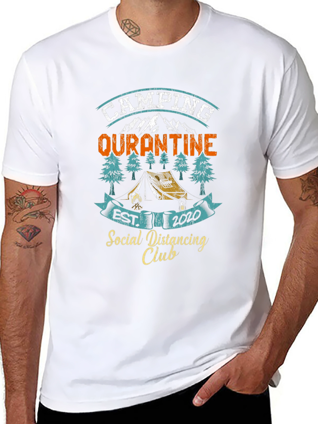 Camping Quarantine Social Distancing Club T-Shirt