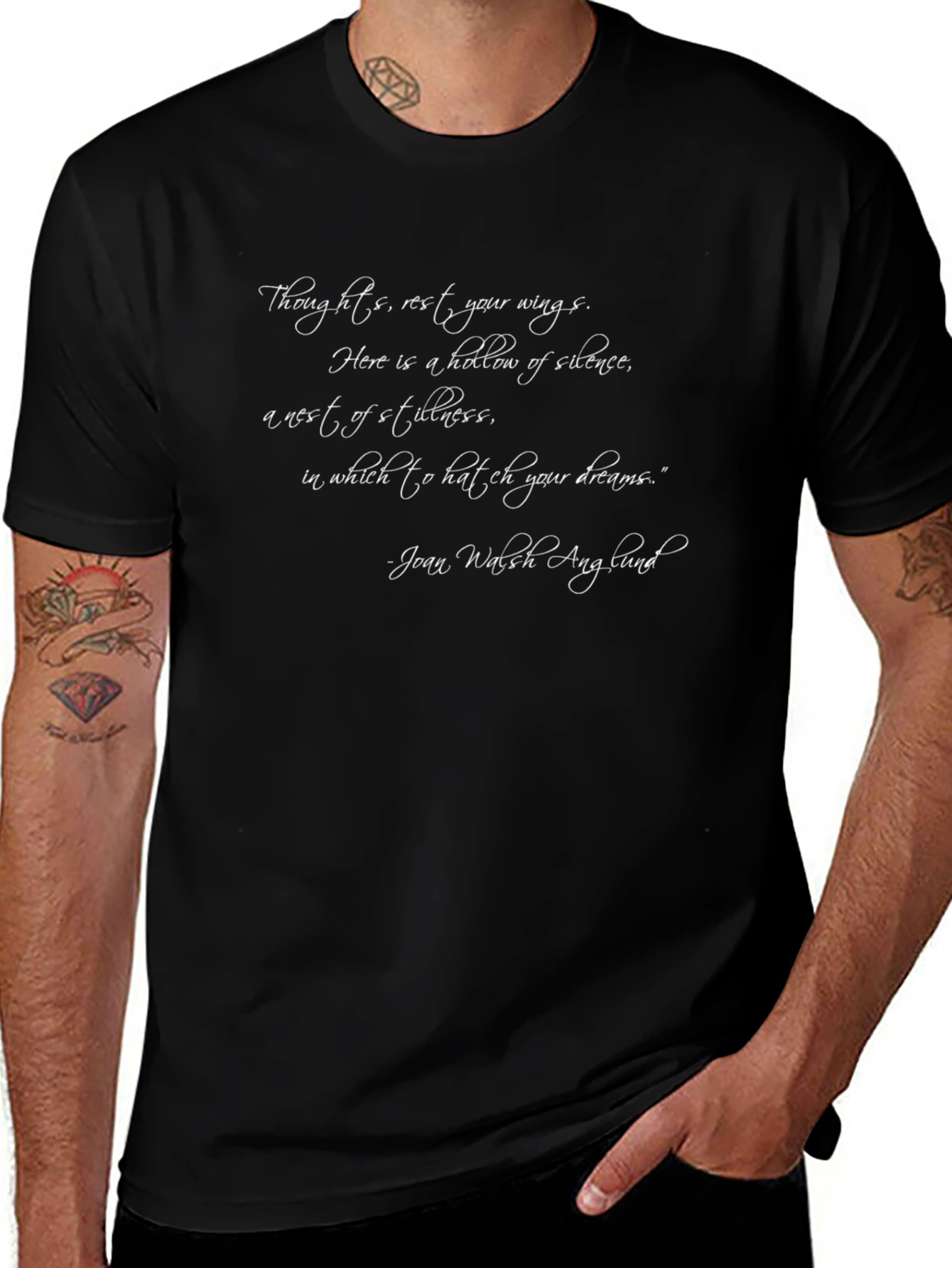 Thoughts Rest Your Wings Black T-Shirt