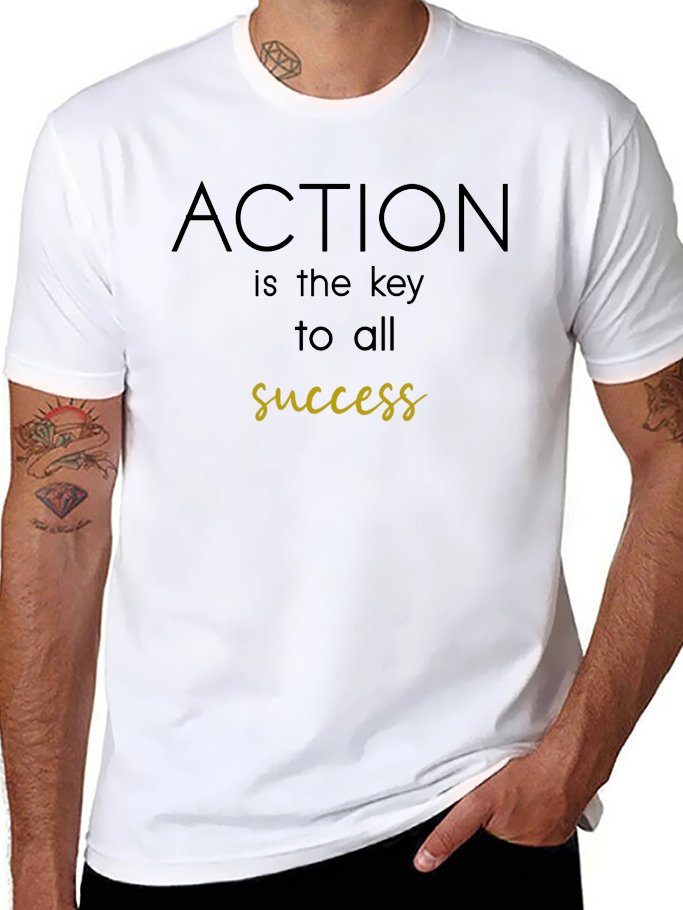 Action is the Key to Success Black T-Shirt