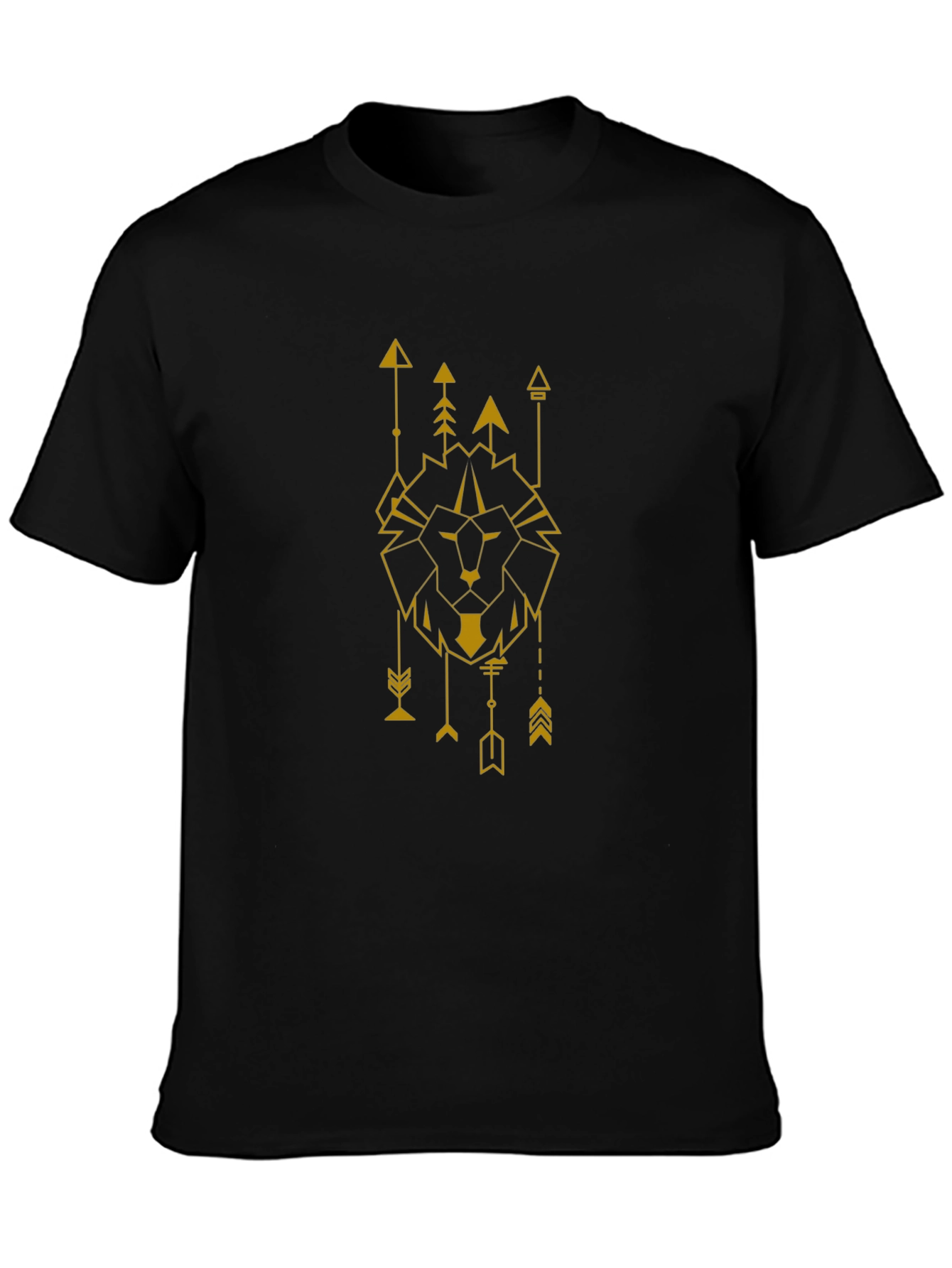Geometric Lion Graphic Tee - Black
