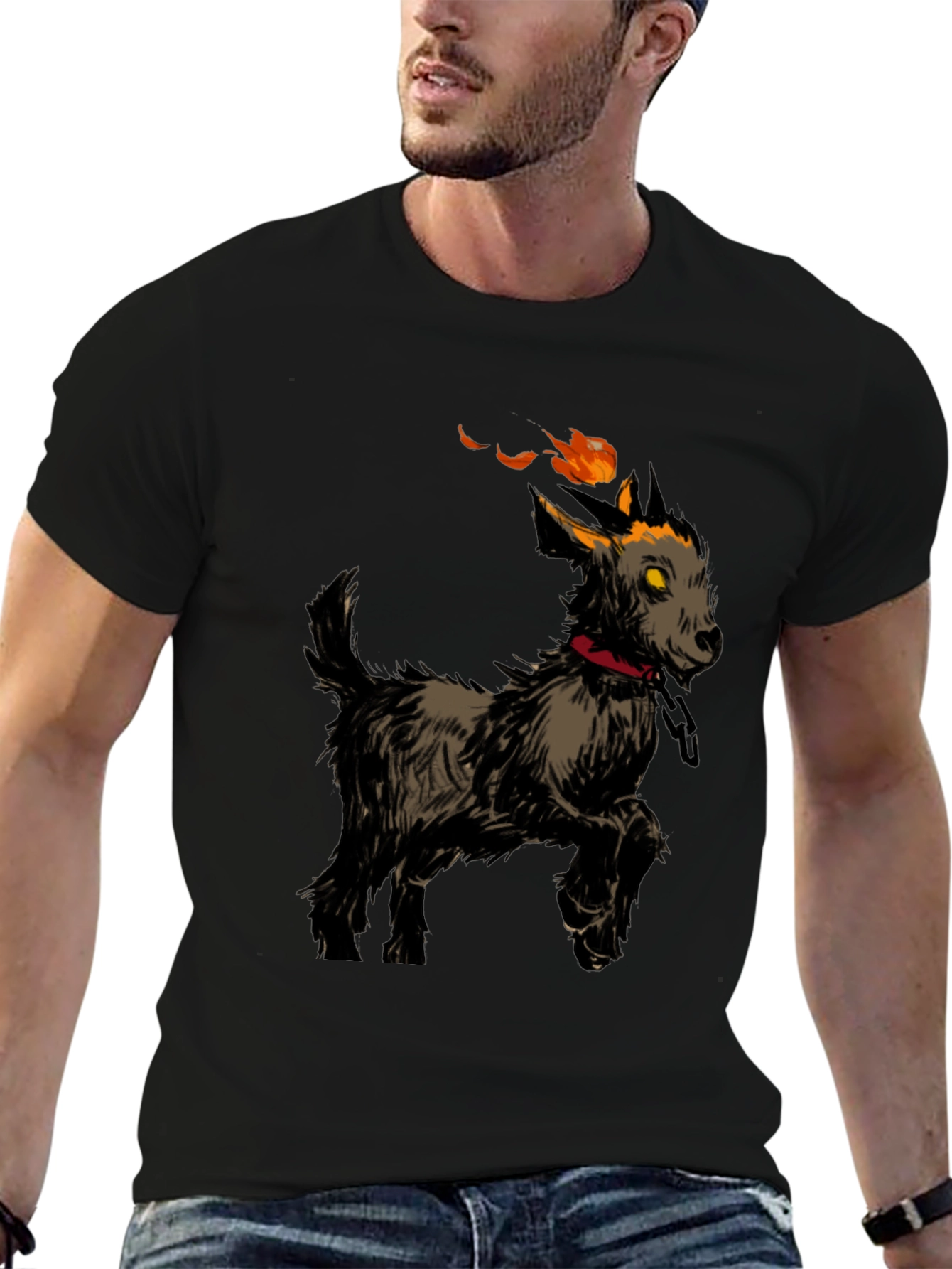 Fiery Goat Graphic Tee - Black Cotton
