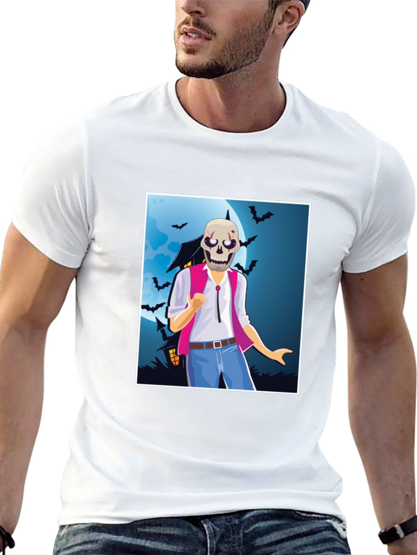 Spooky Skeleton Graphic Tee - Halloween Costume Shirt