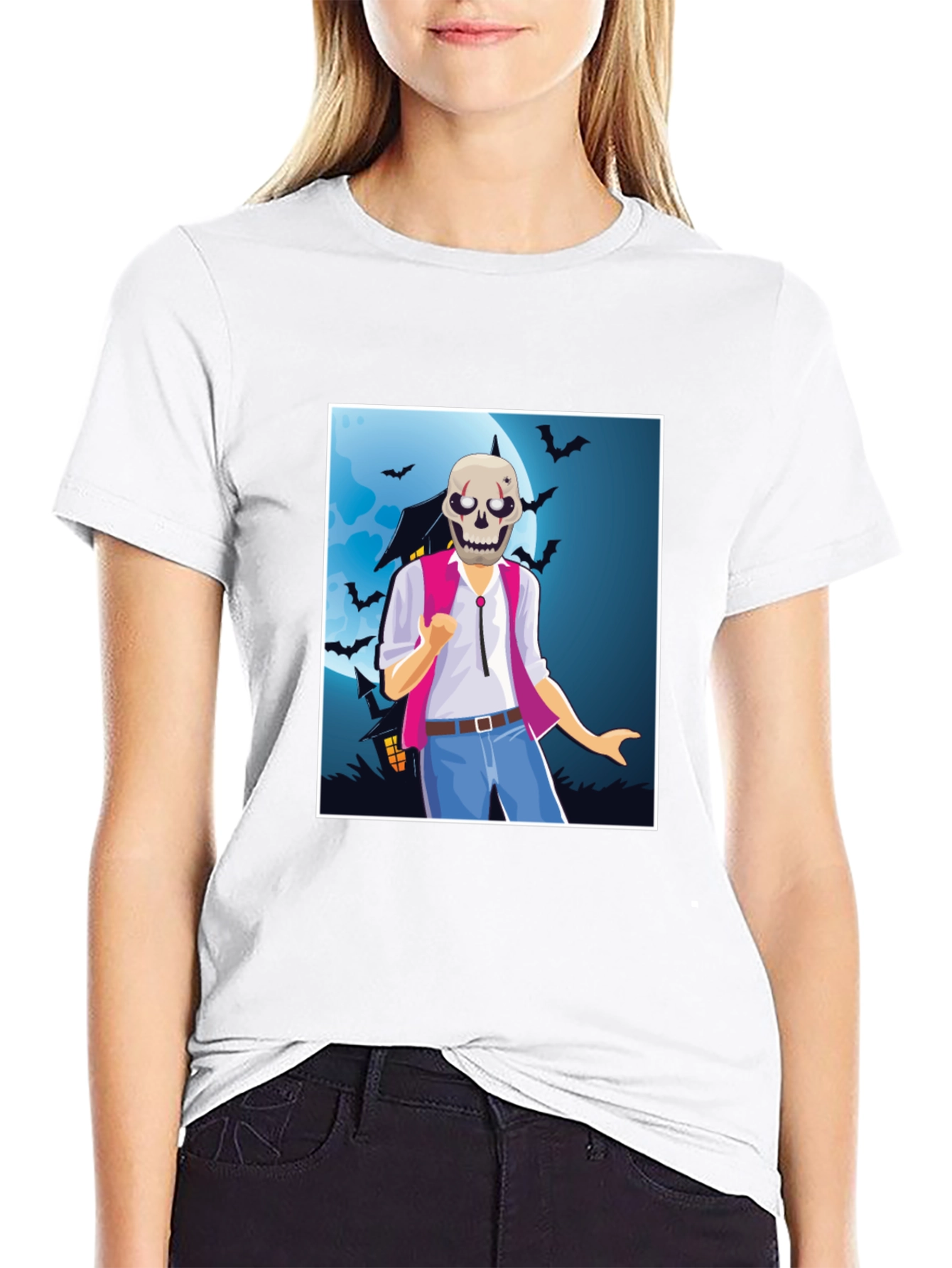 Spooky Skeleton Graphic Tee - Halloween Costume Shirt