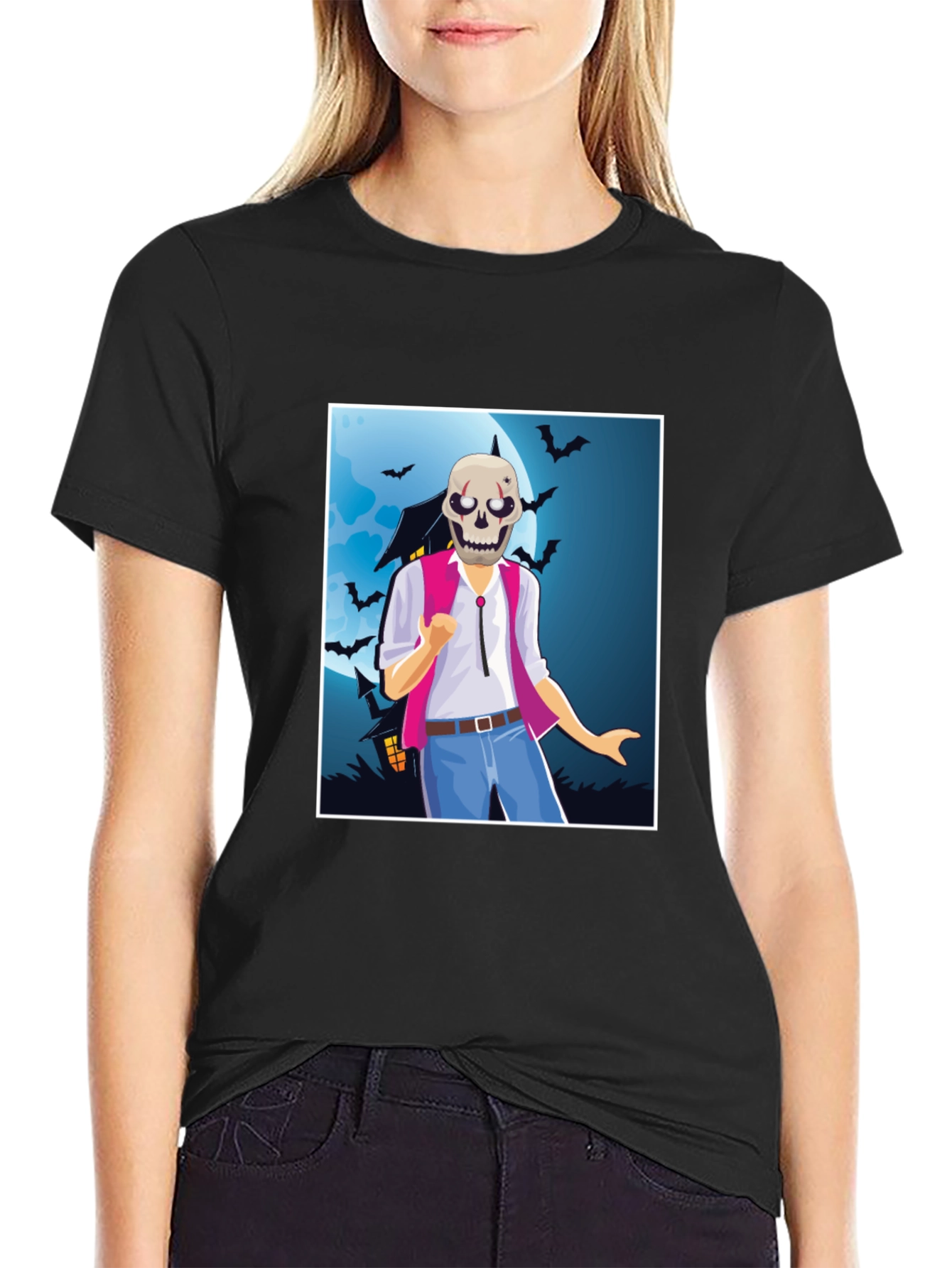 Spooky Skeleton Graphic Tee - Halloween Costume Shirt