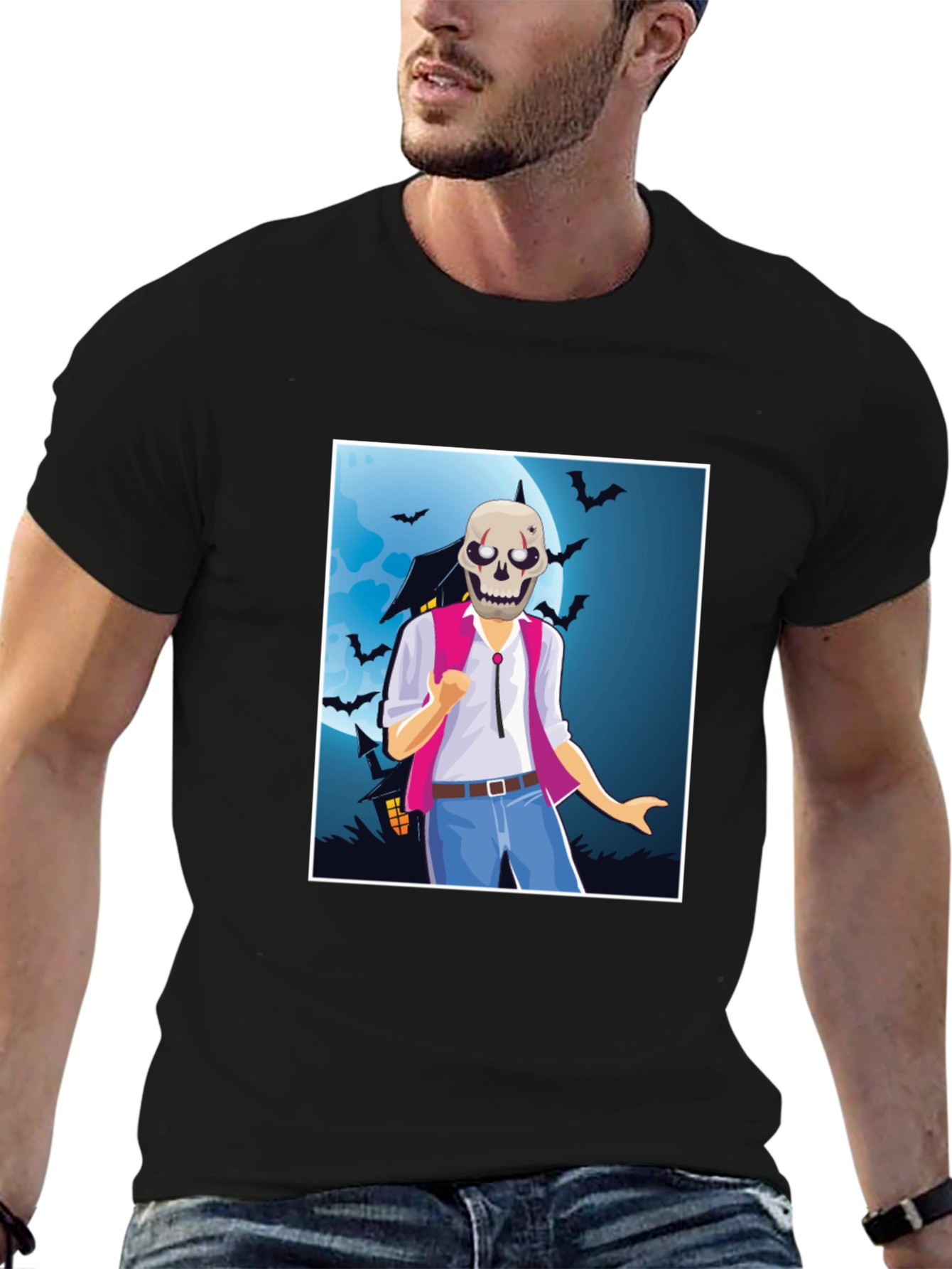 Spooky Skeleton Graphic Tee - Halloween Costume Shirt