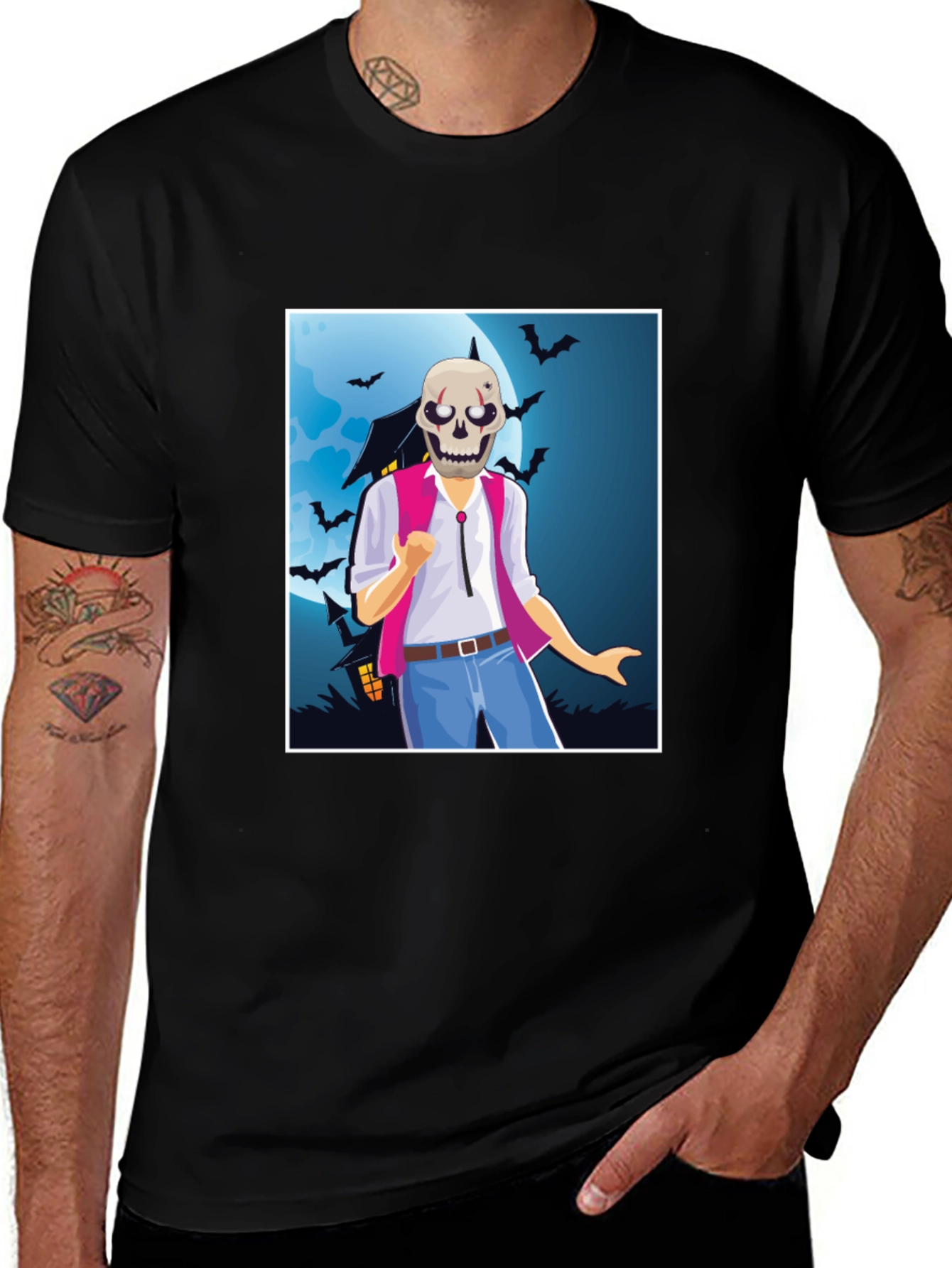 Spooky Skeleton Graphic Tee - Halloween Costume Shirt