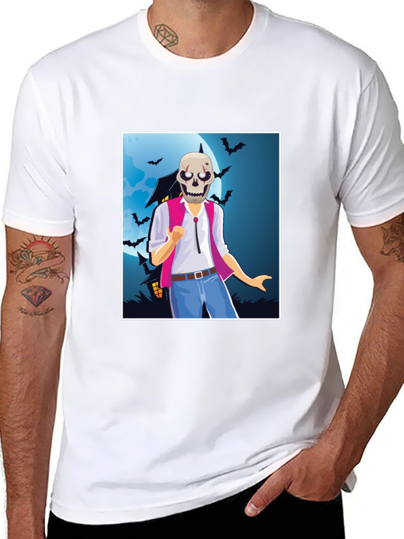 Spooky Skeleton Graphic Tee - Halloween Costume Shirt