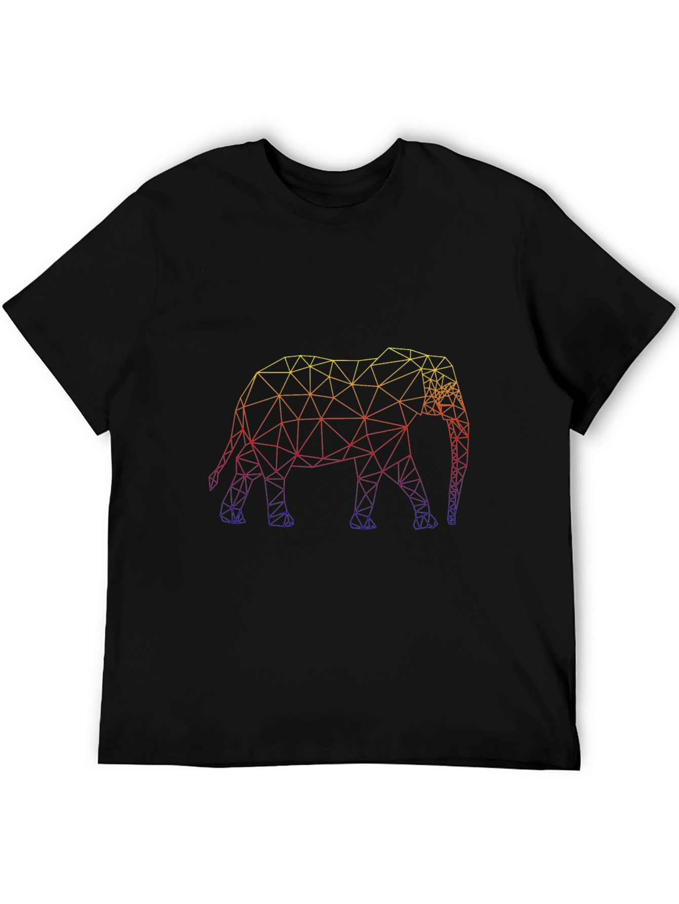 Geometric Elephant Print Black Tee