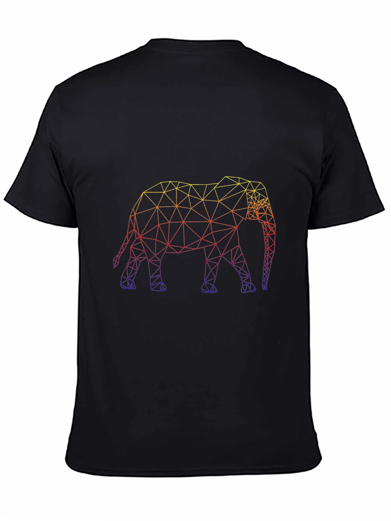 Geometric Elephant Print Black Tee
