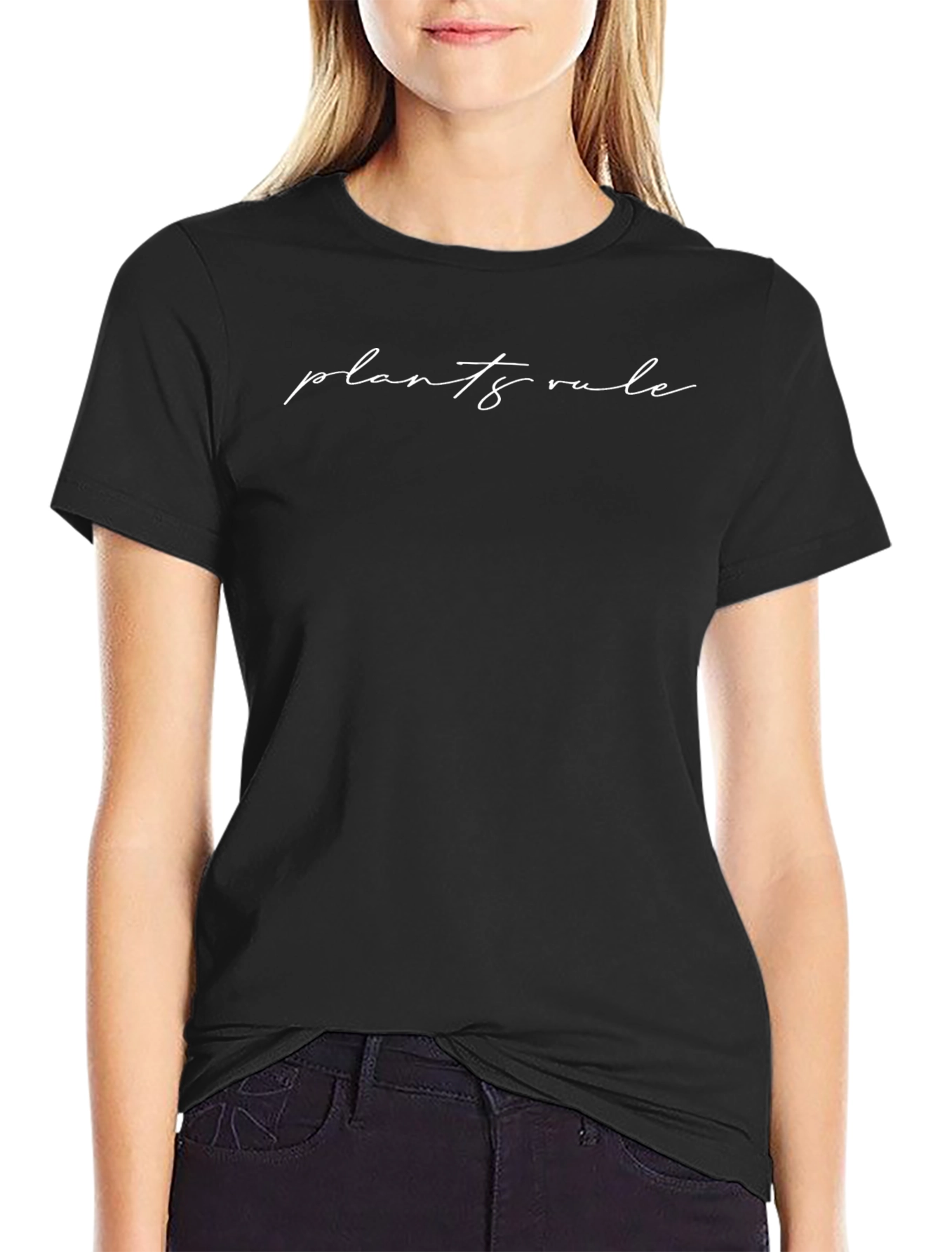 Plants Rule Black Crewneck T-Shirt