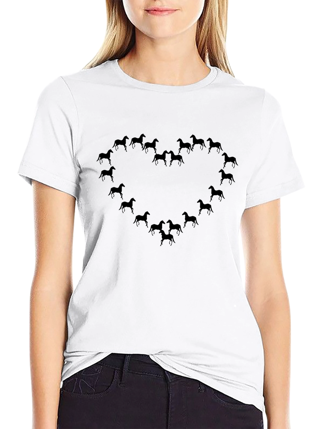 Heart of Horses Graphic Tee - Black