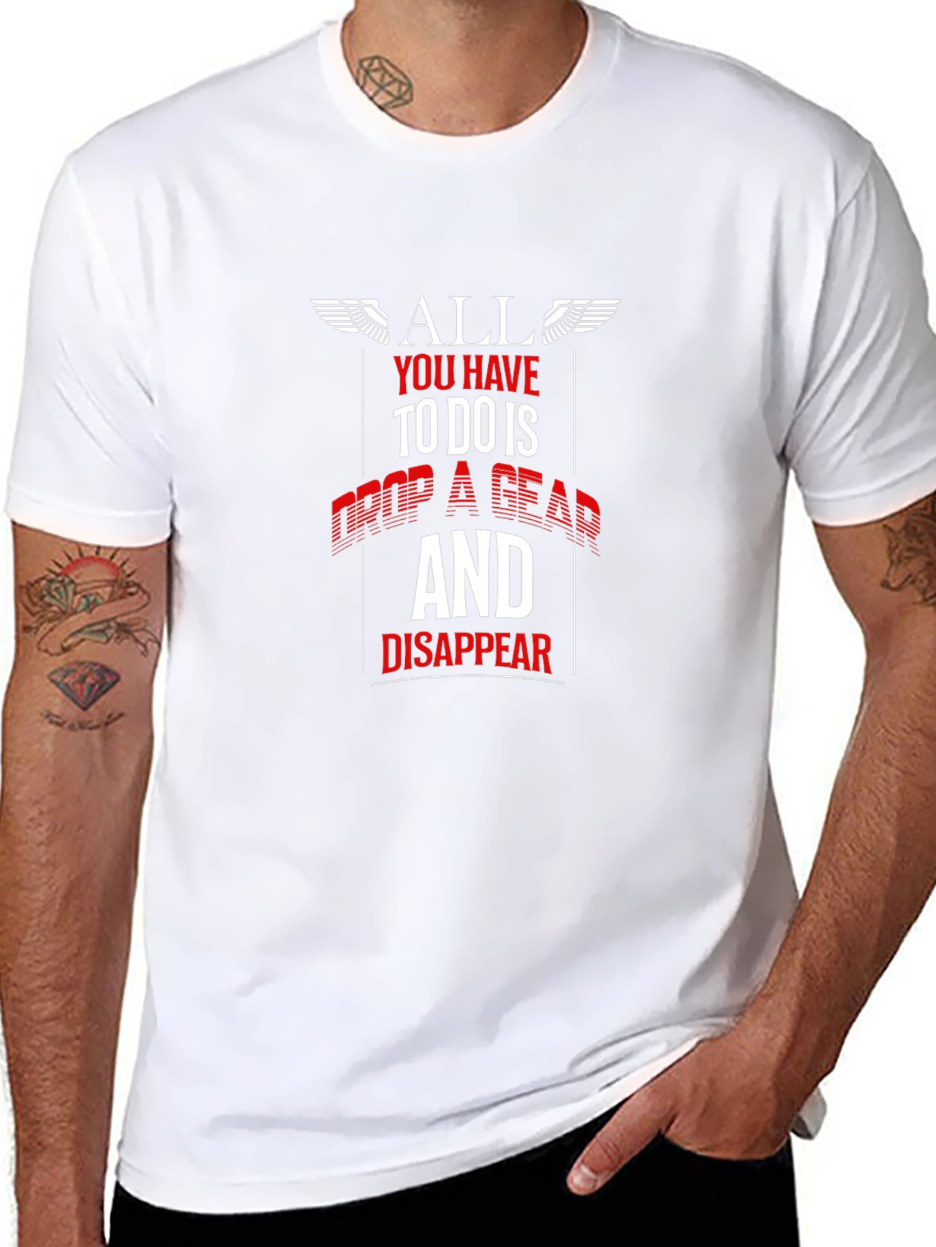 Drop a Gear and Disappear Black T-Shirt
