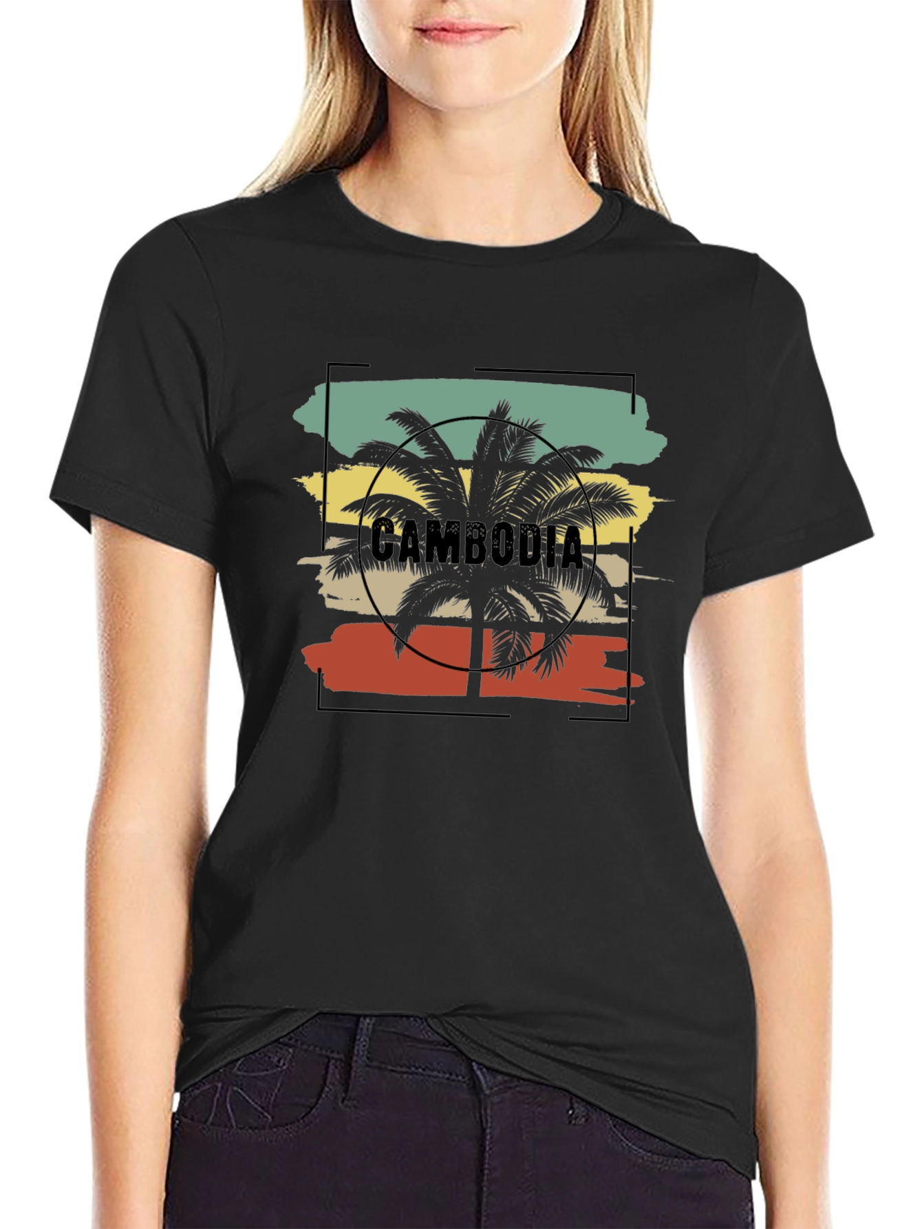 Cambodia Palm Tree Retro Graphic Tee