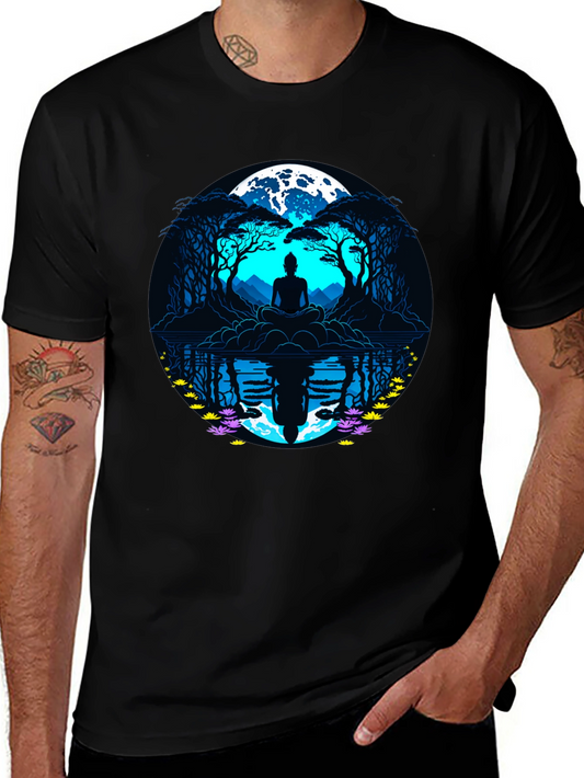Zen Meditation T-Shirt - Moonlit Reflections