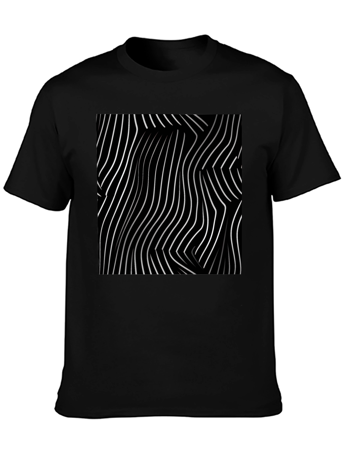 Abstract Lines Graphic Tee - Black