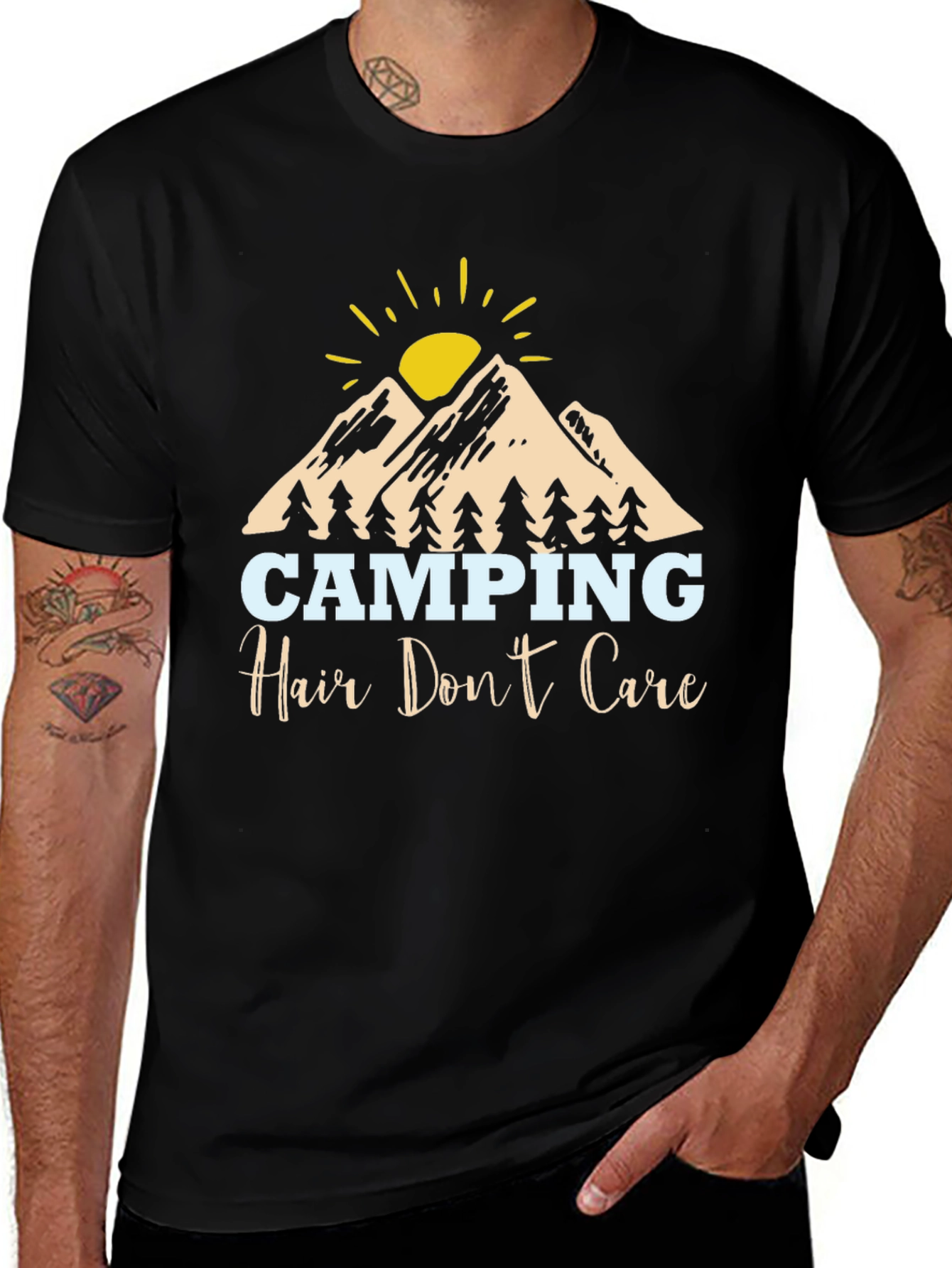 Camping Hair Dont Care Graphic Tee