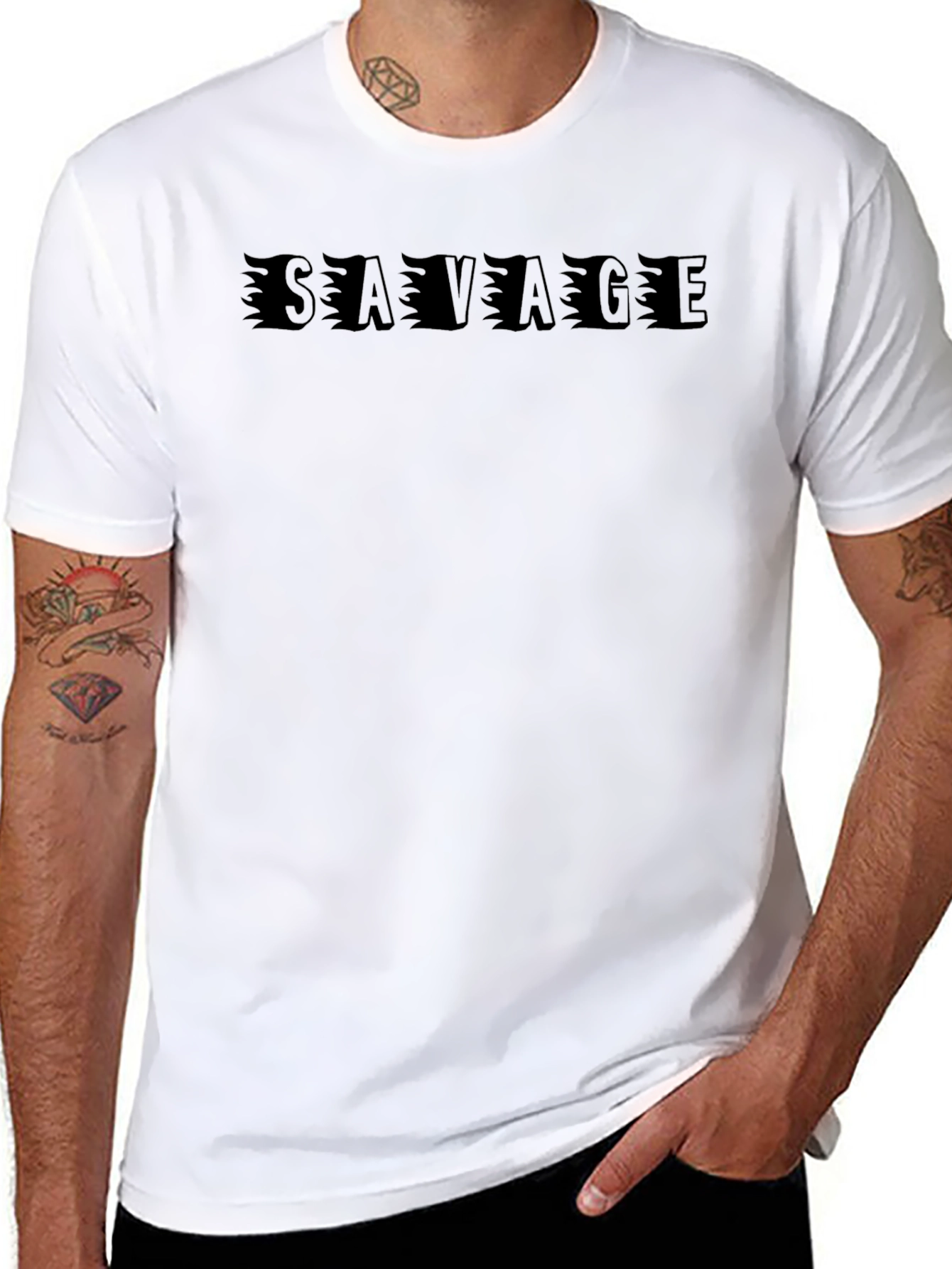 Savage Graphic Print T-Shirt - Casual Black Tee