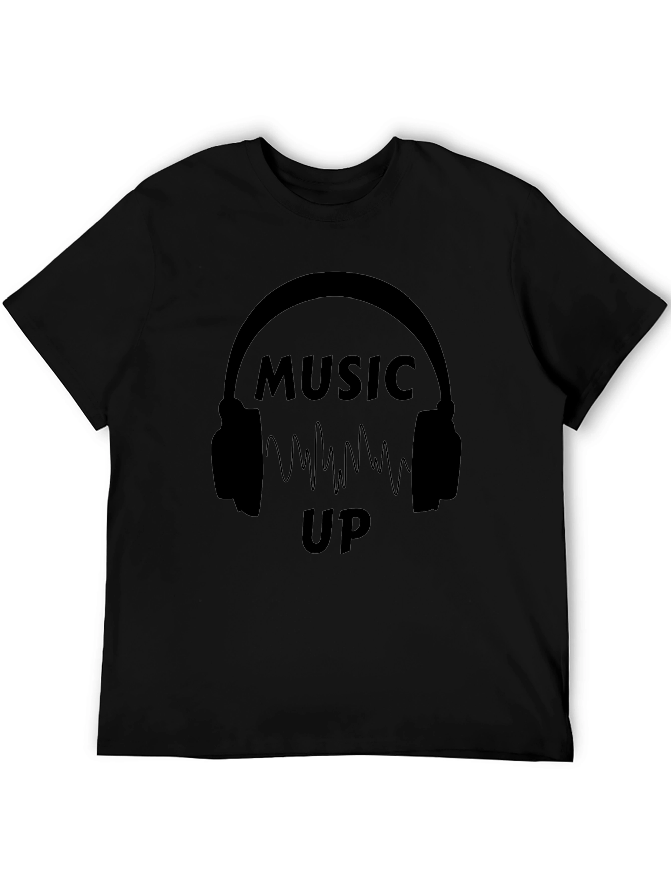 Music Up Black Graphic T-Shirt