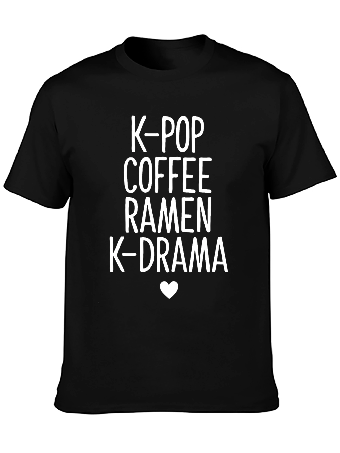 K-Pop Coffee Ramen K-Drama Black T-Shirt