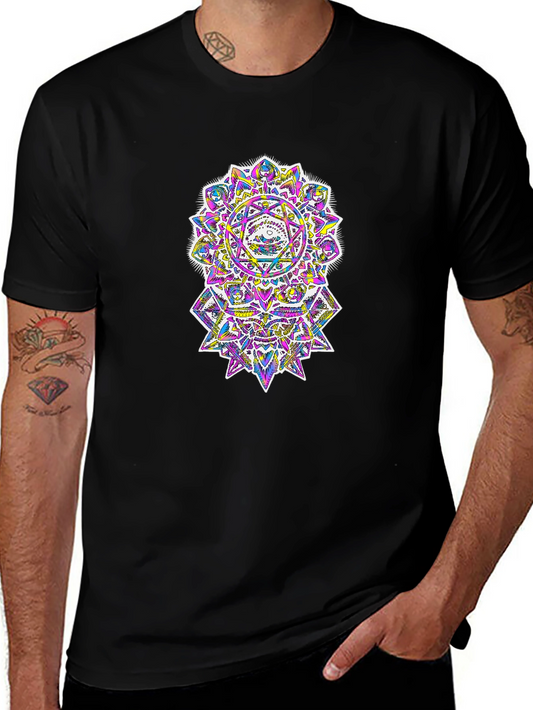Psychedelic Mandala Graphic Black T-Shirt
