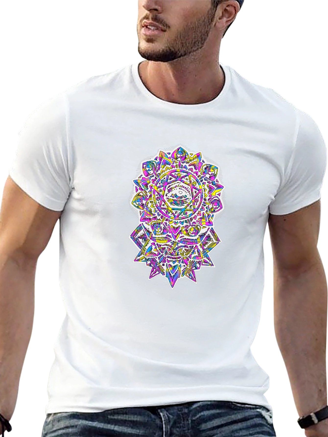 Psychedelic Mandala Graphic Black T-Shirt