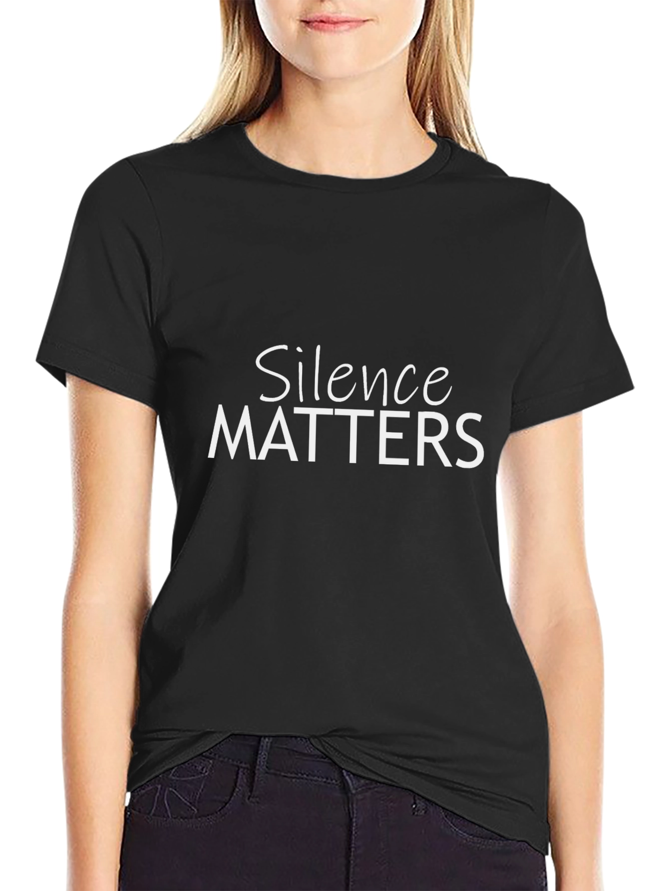 Silence Matters Graphic Tee - Black Cotton T-Shirt