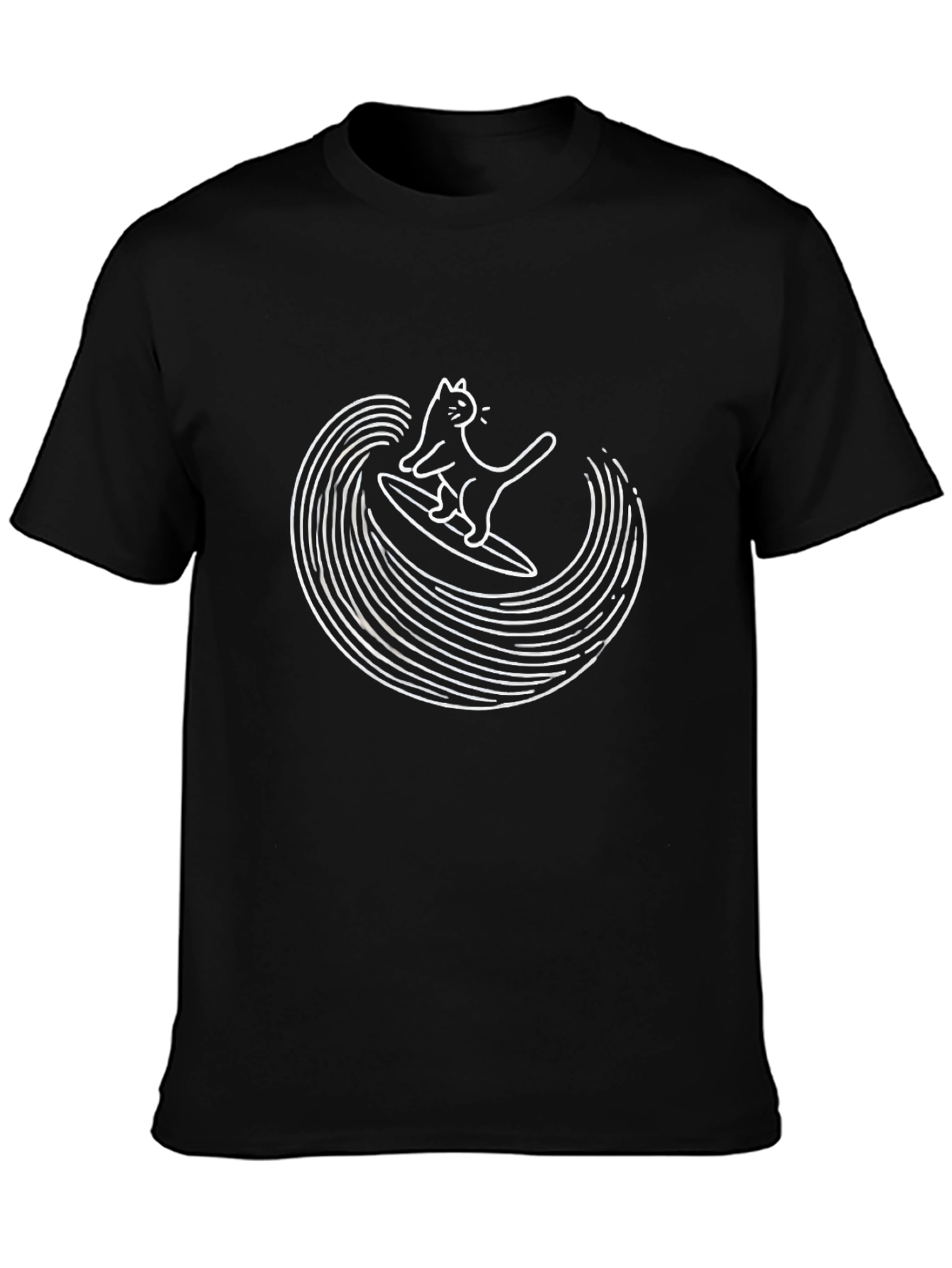 Cool Cat Surfing Wave Graphic T-Shirt