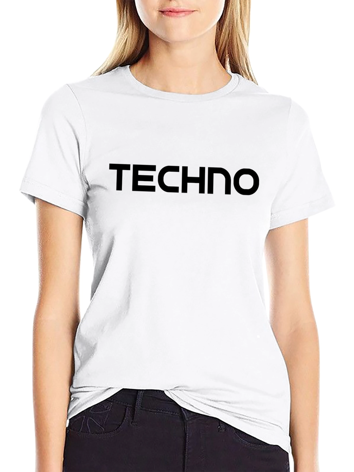 Techno T-Shirt - Black Crew Neck Tee