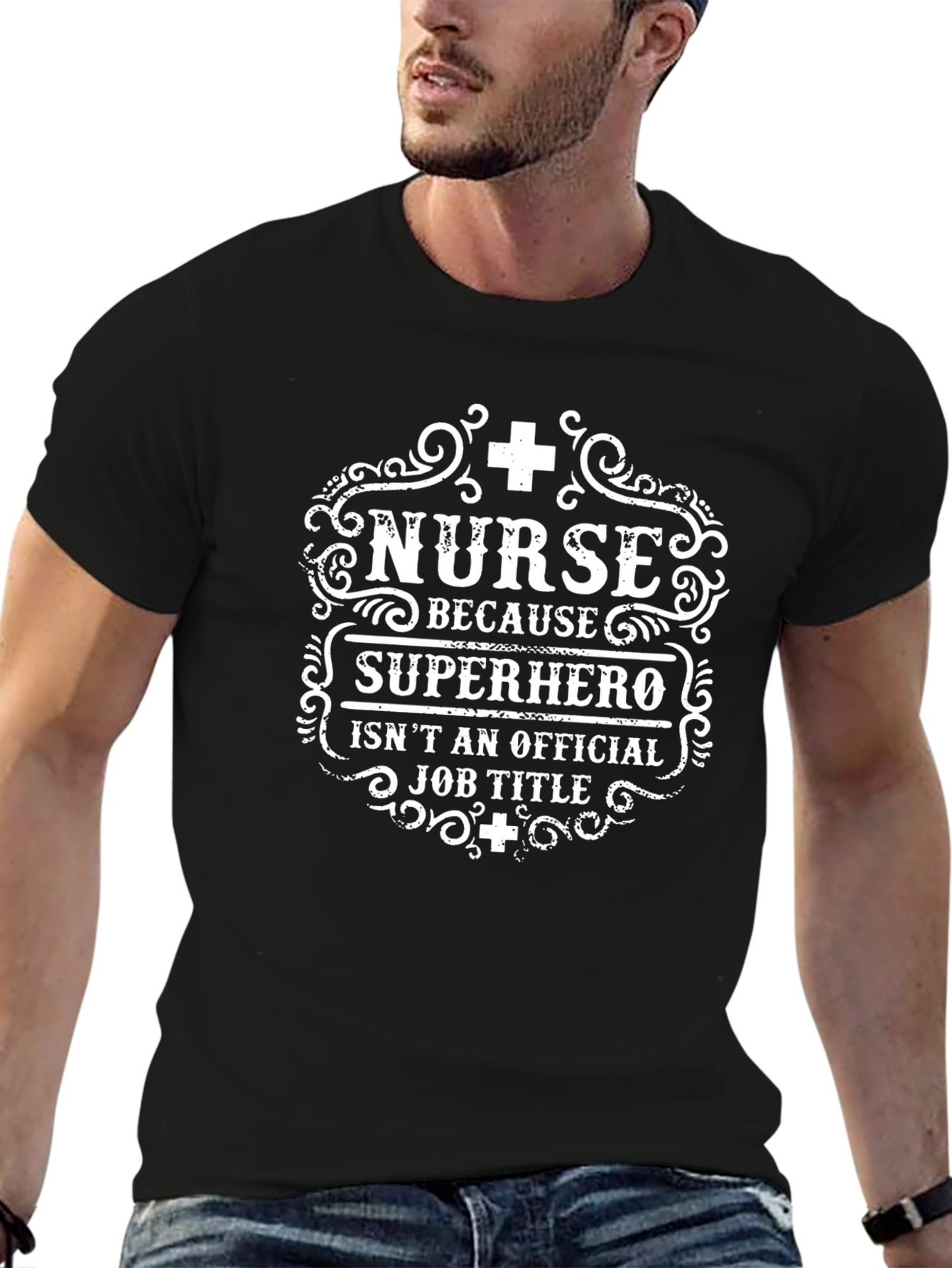 Nurse Superhero Graphic Tee - Black