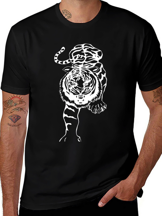 Tiger Graphic Print Mens Black T-Shirt