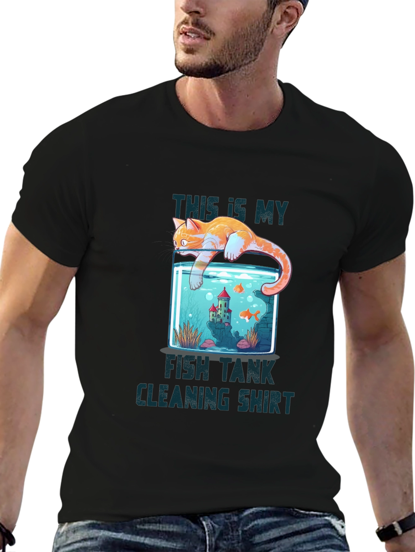 Cat Fish Tank Cleaning T-Shirt