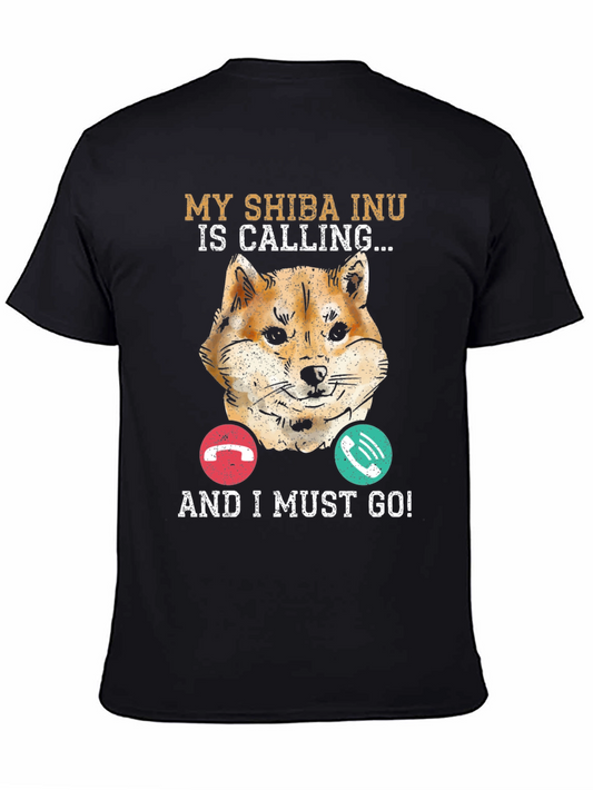 My Shiba Inu is Calling Black T-Shirt