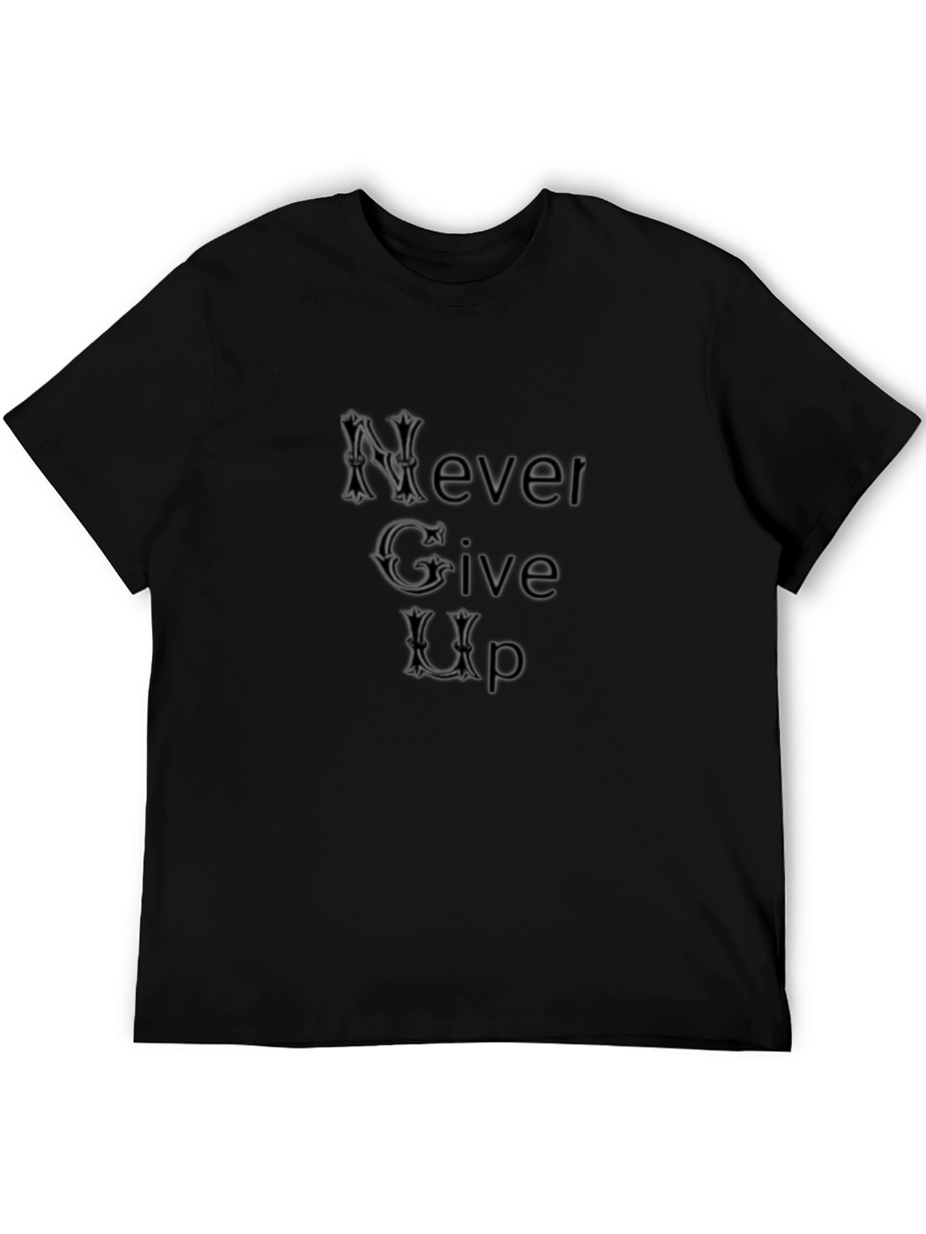 Never Give Up Stylish Black Tee