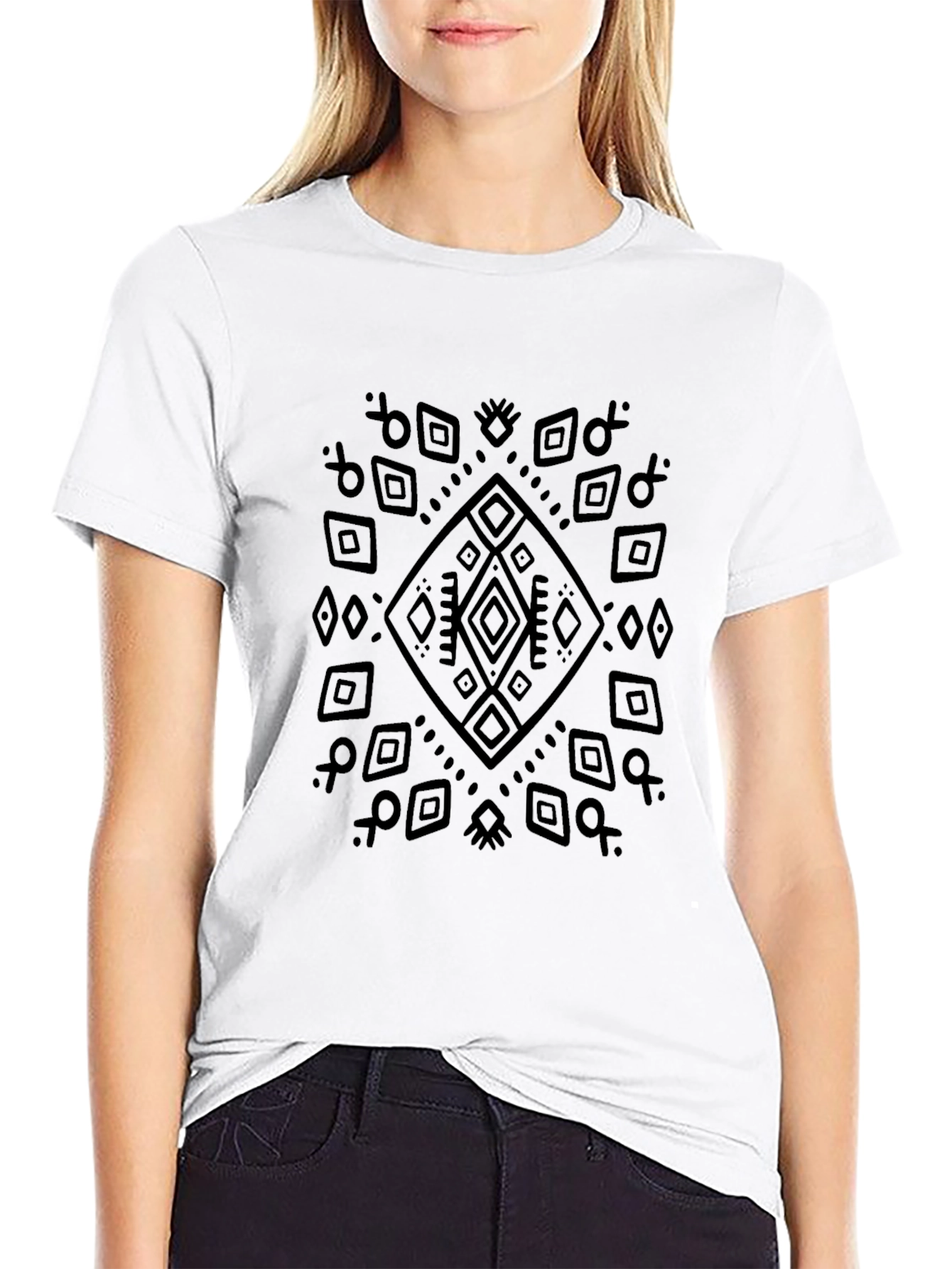 Geometric Pattern Black T-Shirt