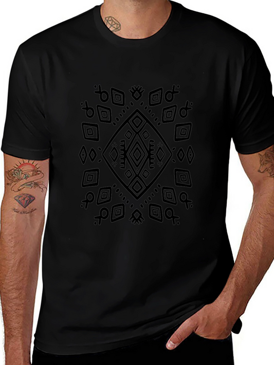 Geometric Pattern Black T-Shirt