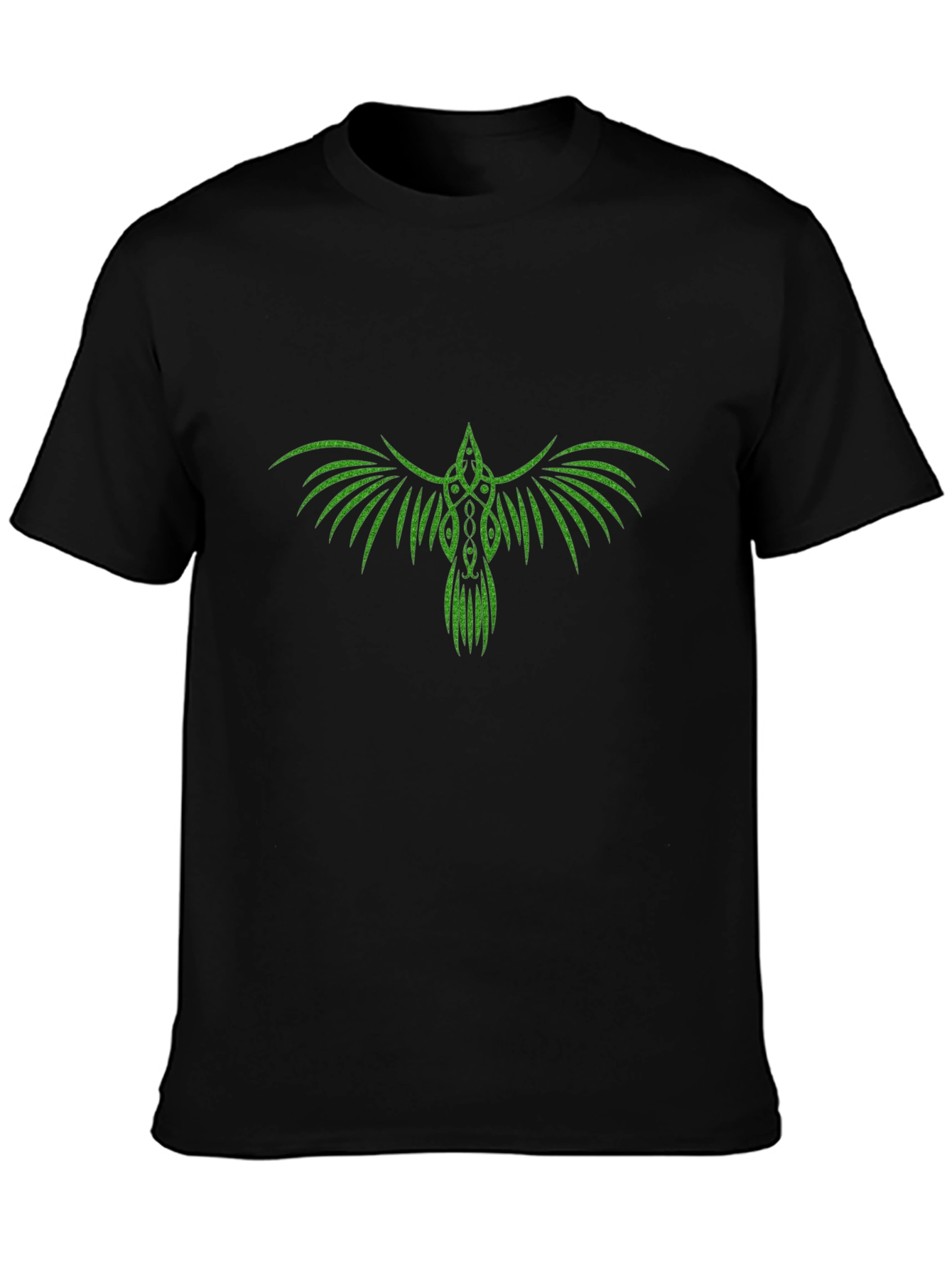 Green Raven Graphic Black T-Shirt