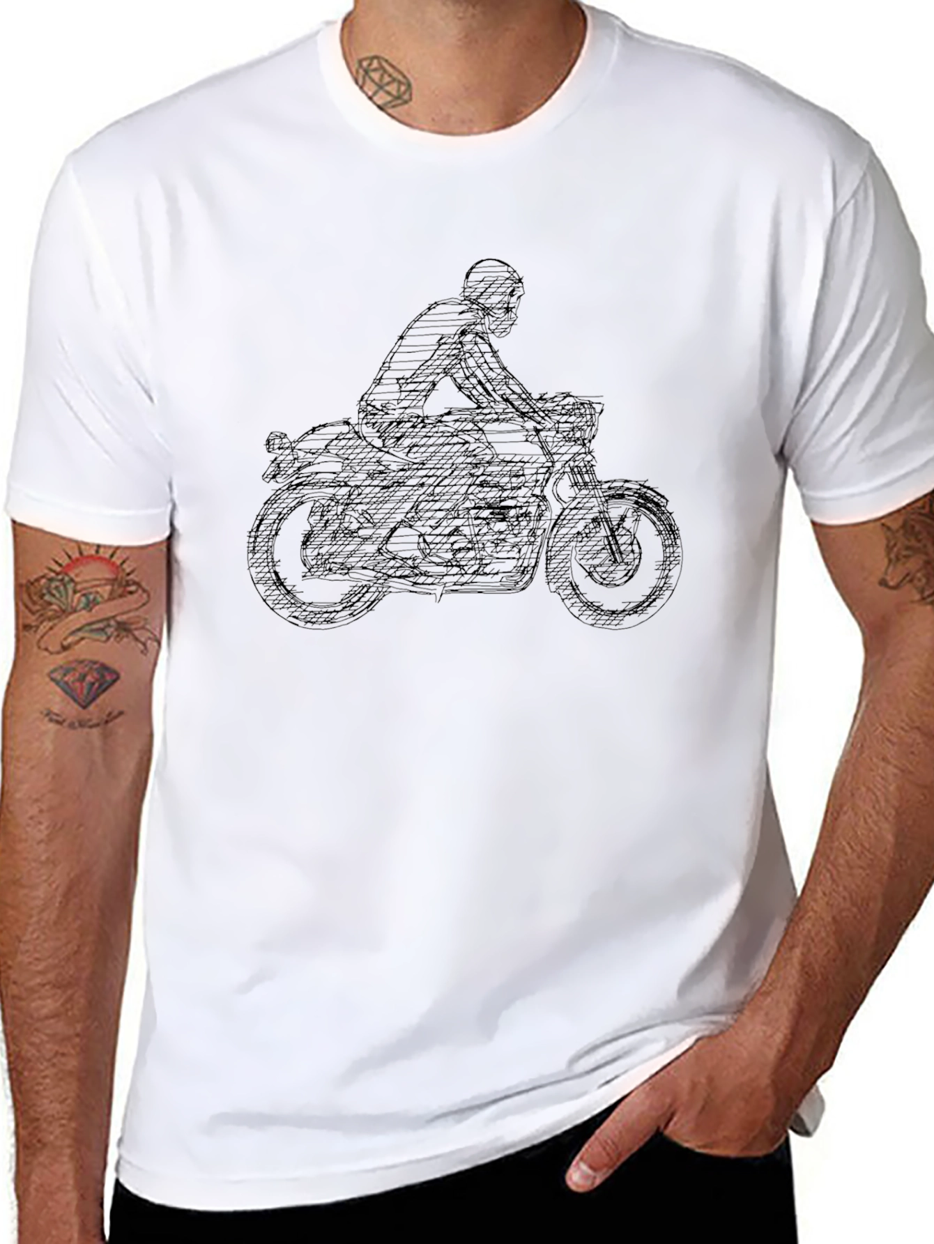 Motorcycle Rider Graphic Tee - Cool Black T-Shirt
