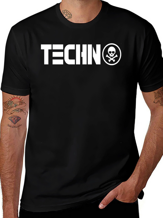 Techno Skull Graphic Black T-Shirt